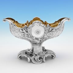 Splendida e pesante coppia di ciotole d'argento vittoriane di Elkington & Co. 1898