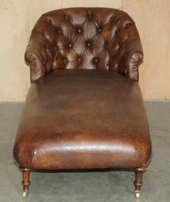 STUNNiNG HERITAGE BROWN LEATHER CHESTERFIELD TUFTED LOUNGE CHAISE LOUNGE SOFA