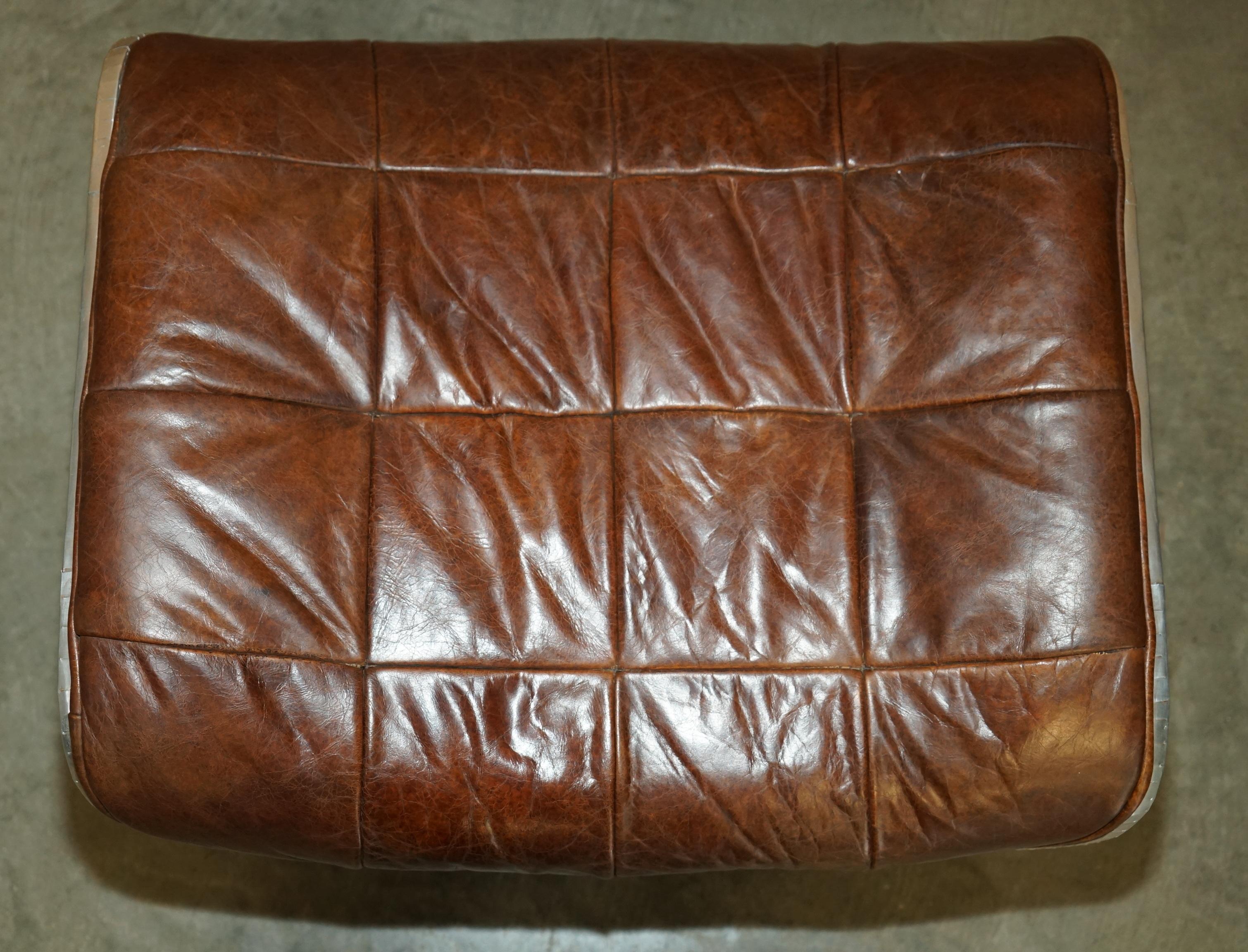 STUNNING HERiTAGE BROWN LEATHER HAND HAMMERED AVIATOR LOUNGER ARMCHAIR & OTTOMAN im Angebot 8