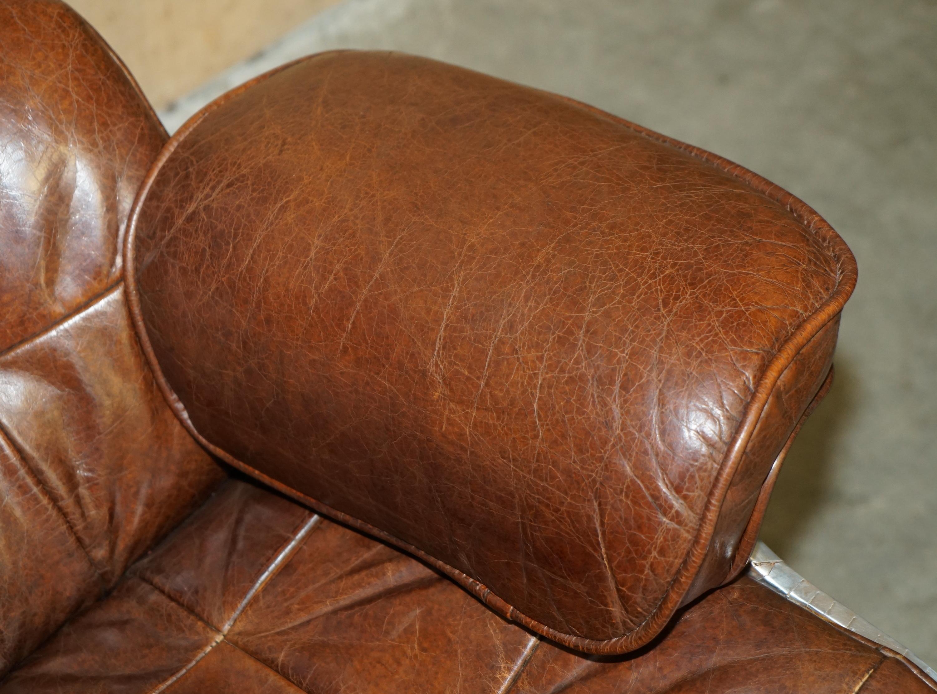STUNNING HERiTAGE BROWN LEATHER HAND HAMMERED AVIATOR LOUNGER ARMCHAIR & OTTOMAN im Angebot 1