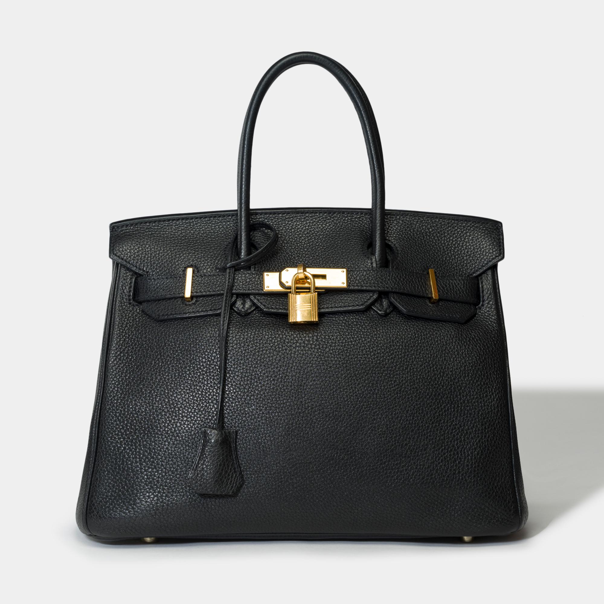 Stunning Hermes Birkin 30 handbag in Black Togo leather, GHW In Good Condition In Paris, IDF