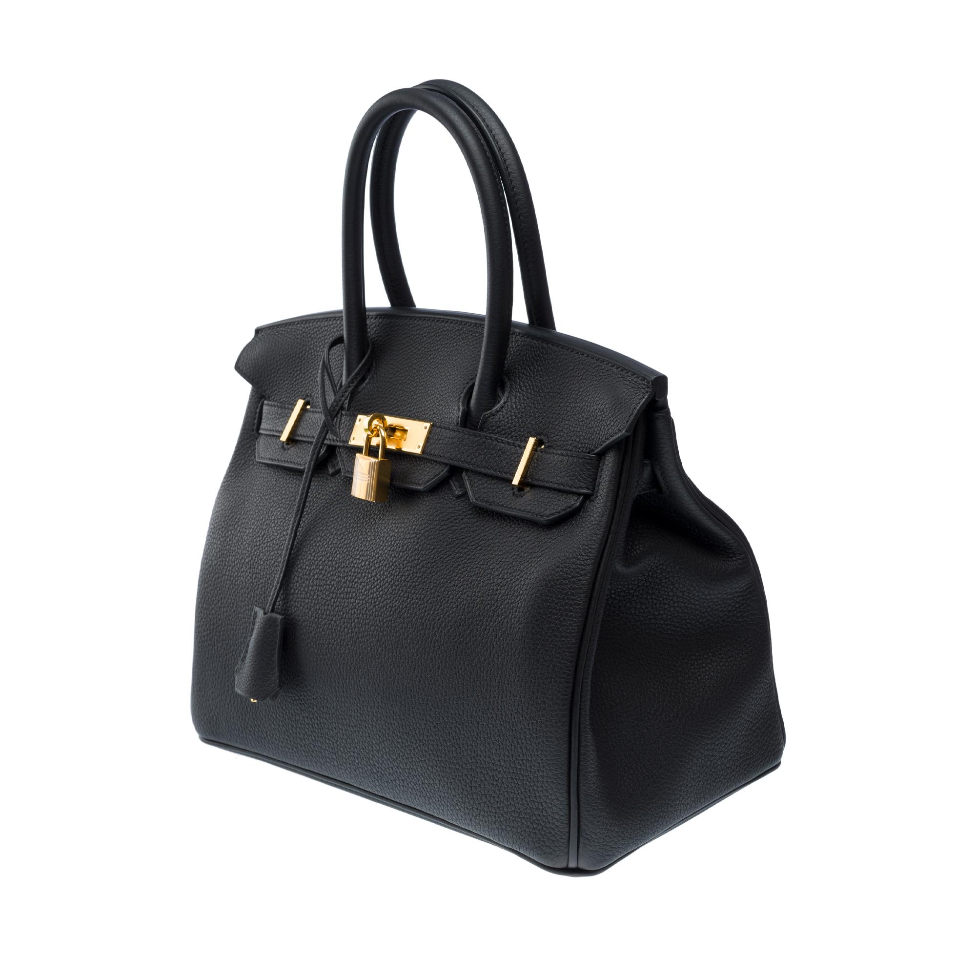 Stunning Hermes Birkin 30 handbag in Black Togo leather, GHW 1