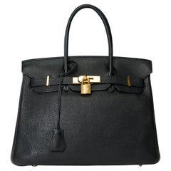Stunning Hermes Birkin 30 handbag in Black Togo leather, GHW