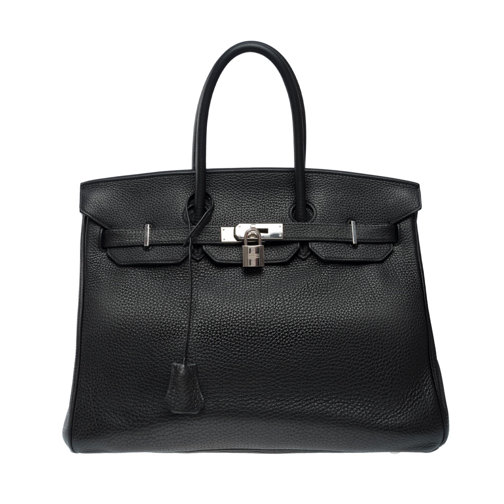 Superbe sac à main Hermès Birkin 30 en cuir Togo noir, SHW Bon état - En vente à Paris, IDF