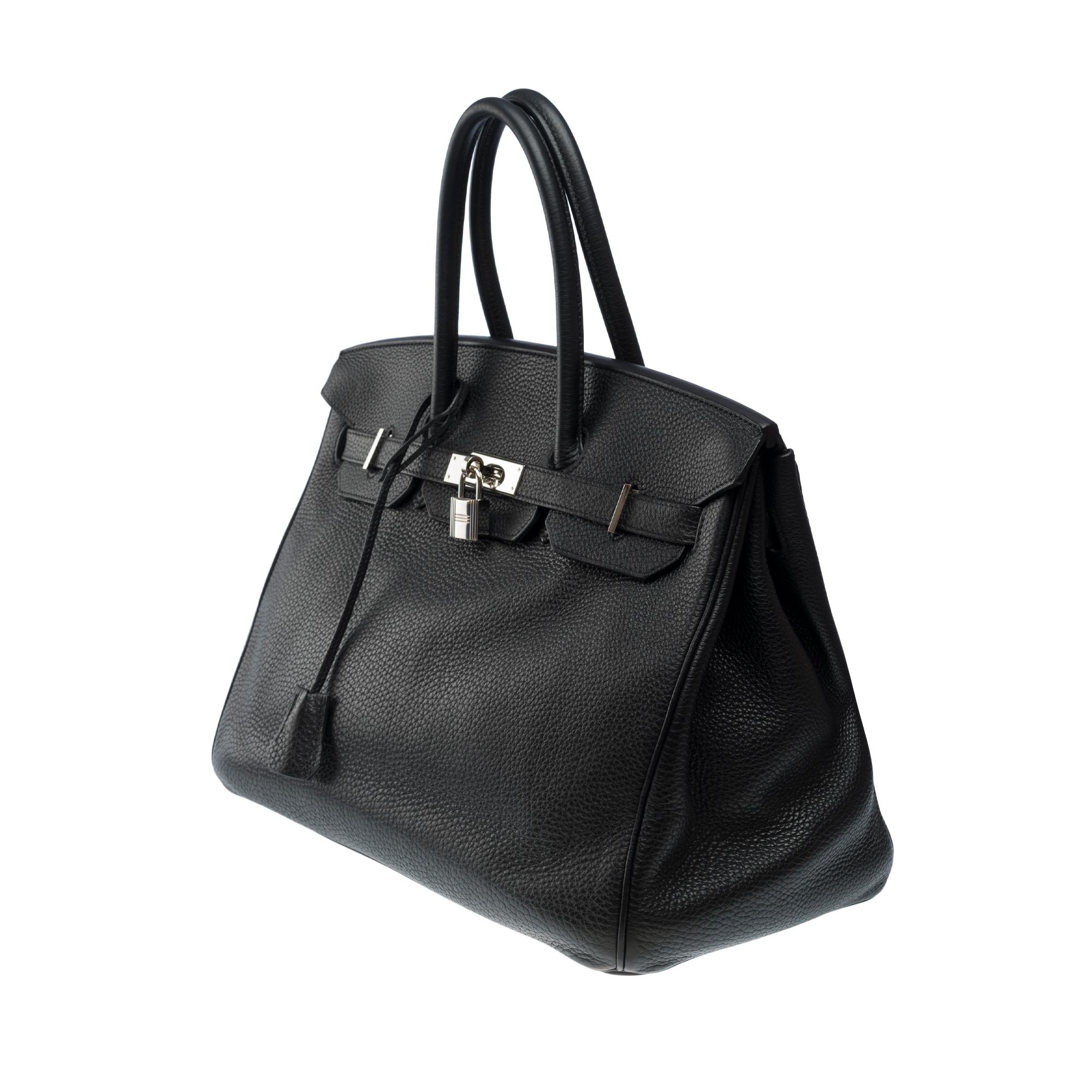 Superbe sac à main Hermès Birkin 30 en cuir Togo noir, SHW en vente 1