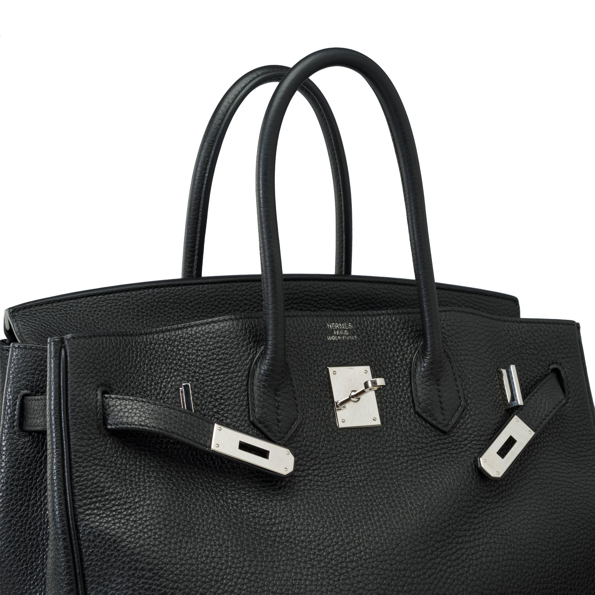 Superbe sac à main Hermès Birkin 30 en cuir Togo noir, SHW en vente 3