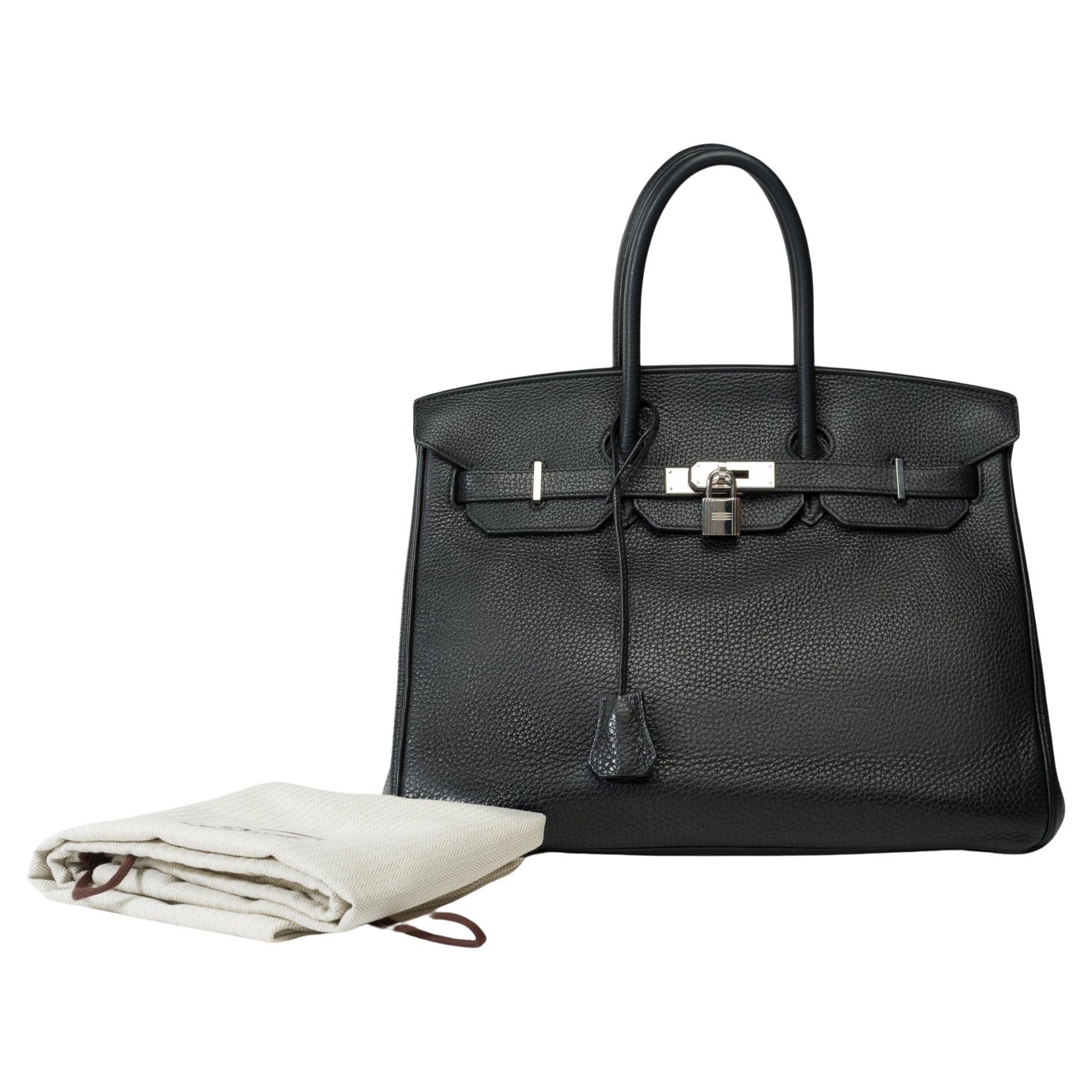 Superbe sac à main Hermès Birkin 30 en cuir Togo noir, SHW en vente