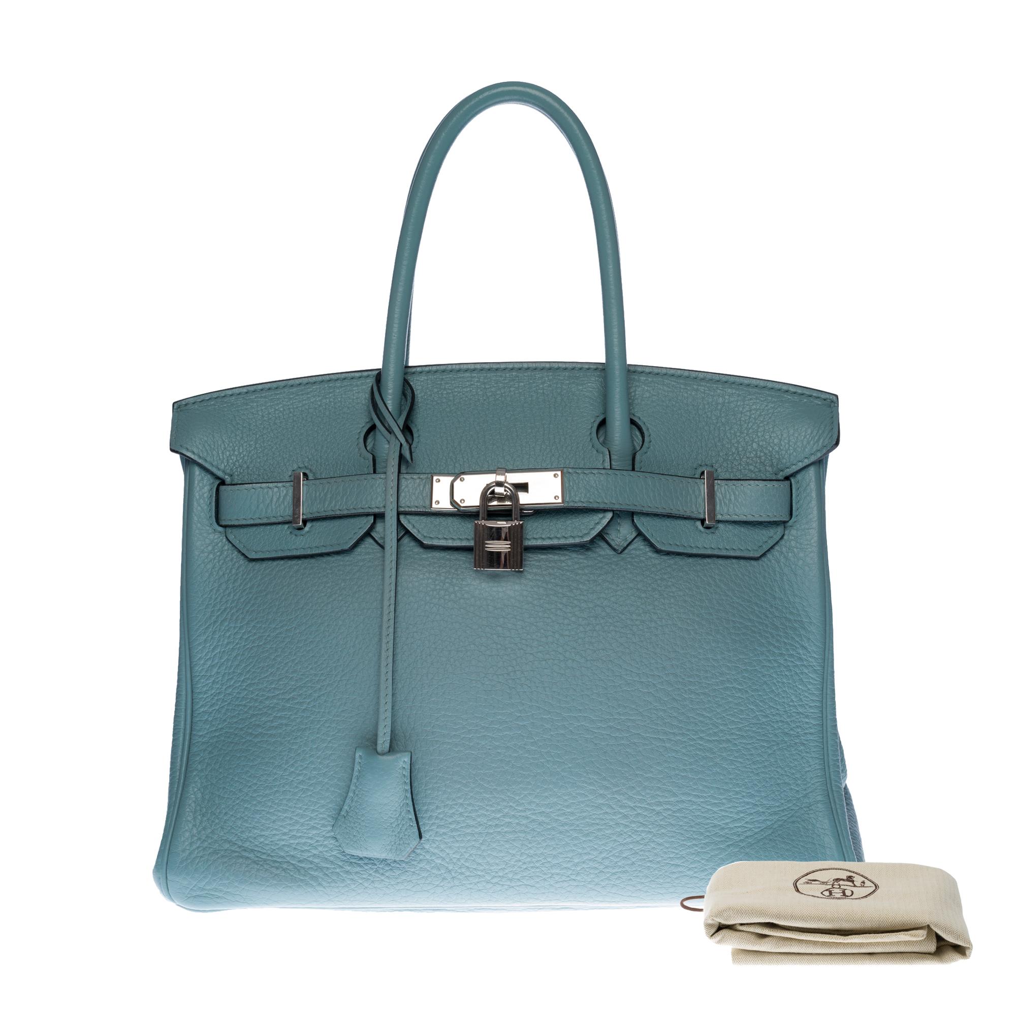 Stunning Hermès Birkin 30 handbag in Bleu ciel Togo leather, SHW 5