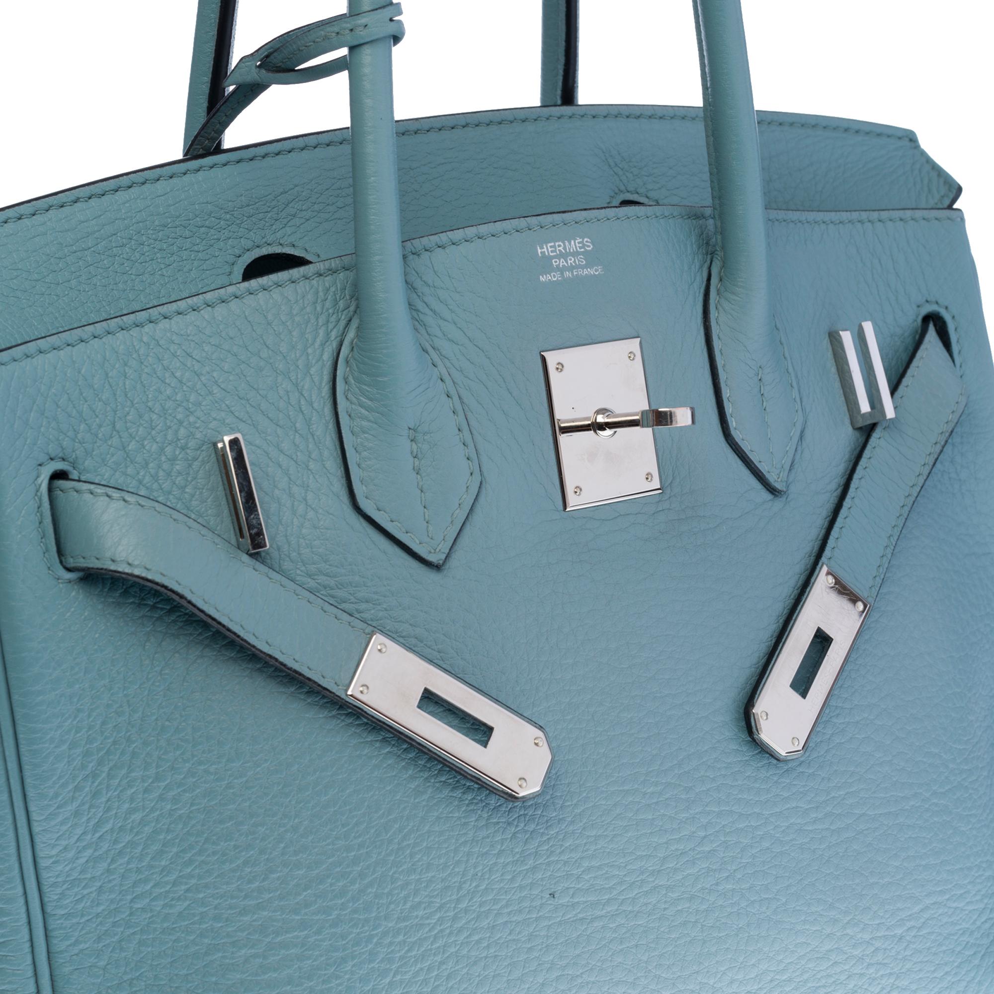 Stunning Hermès Birkin 30 handbag in Bleu ciel Togo leather, SHW In Good Condition In Paris, IDF