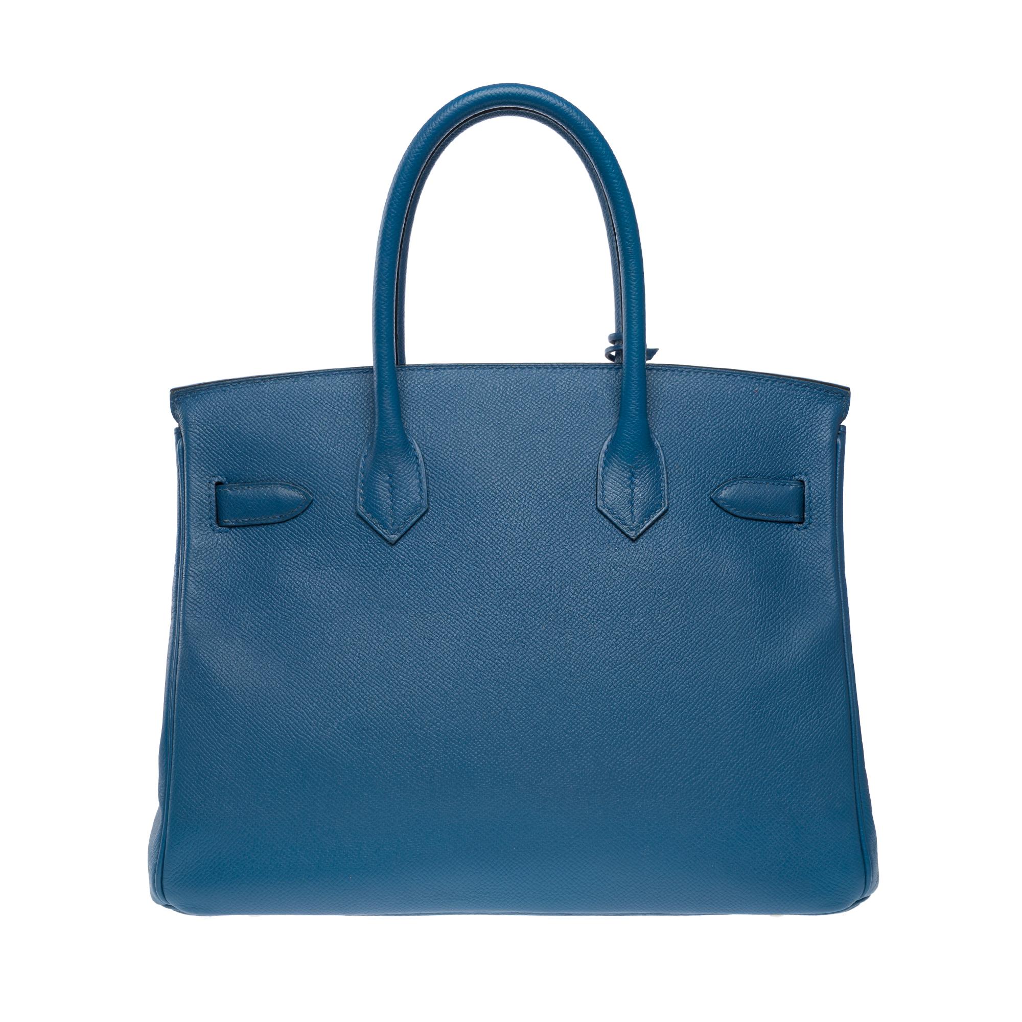 Stunning Hermès Birkin 30 handbag in Blue Brighton Epsom Calf leather, GHW In Good Condition For Sale In Paris, IDF