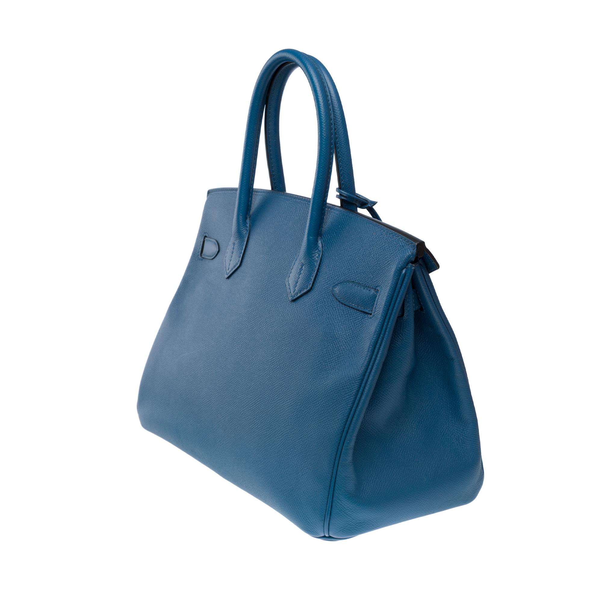 Stunning Hermès Birkin 30 handbag in Blue Brighton Epsom Calf leather, GHW For Sale 1