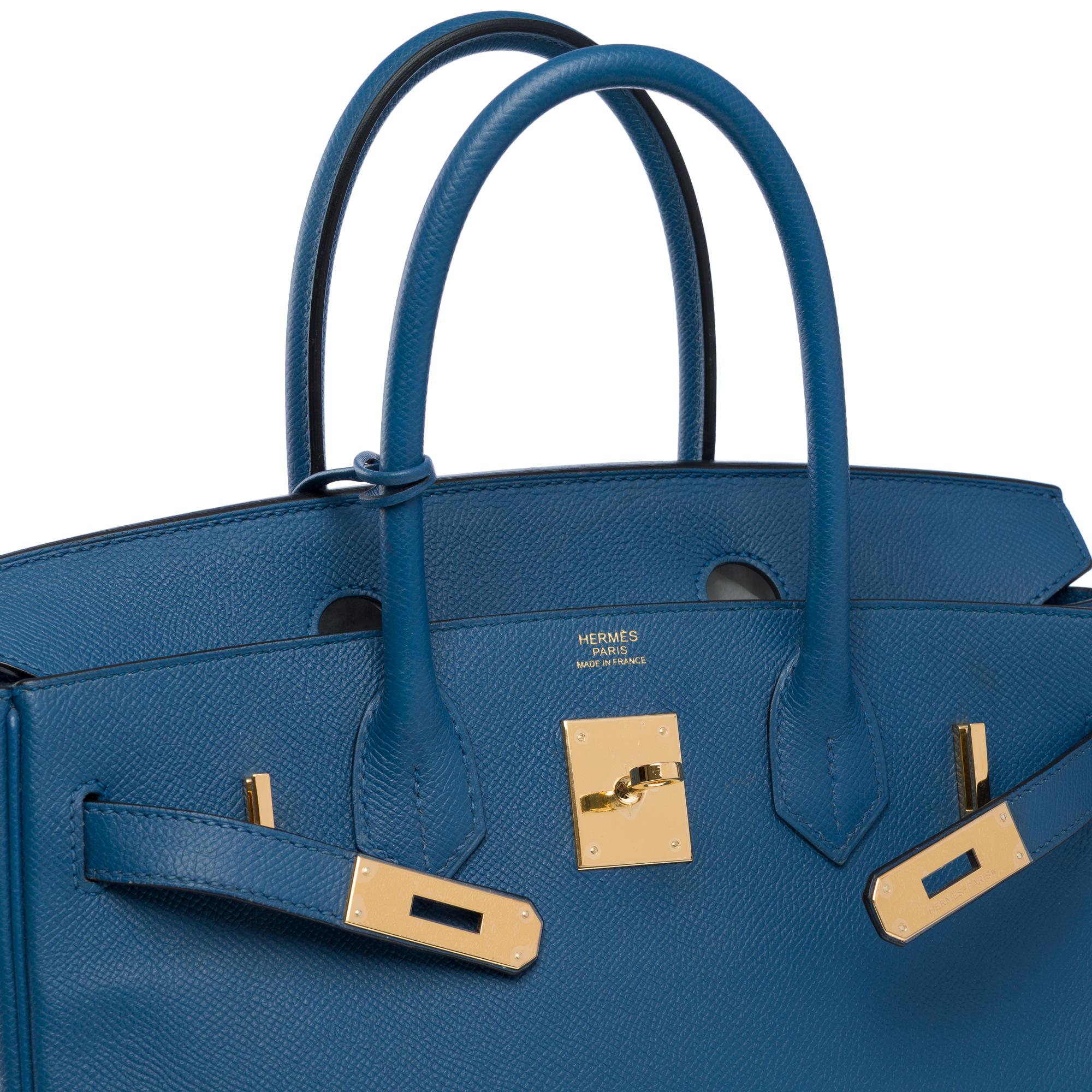 Stunning Hermès Birkin 30 handbag in Blue Brighton Epsom Calf leather, GHW For Sale 2