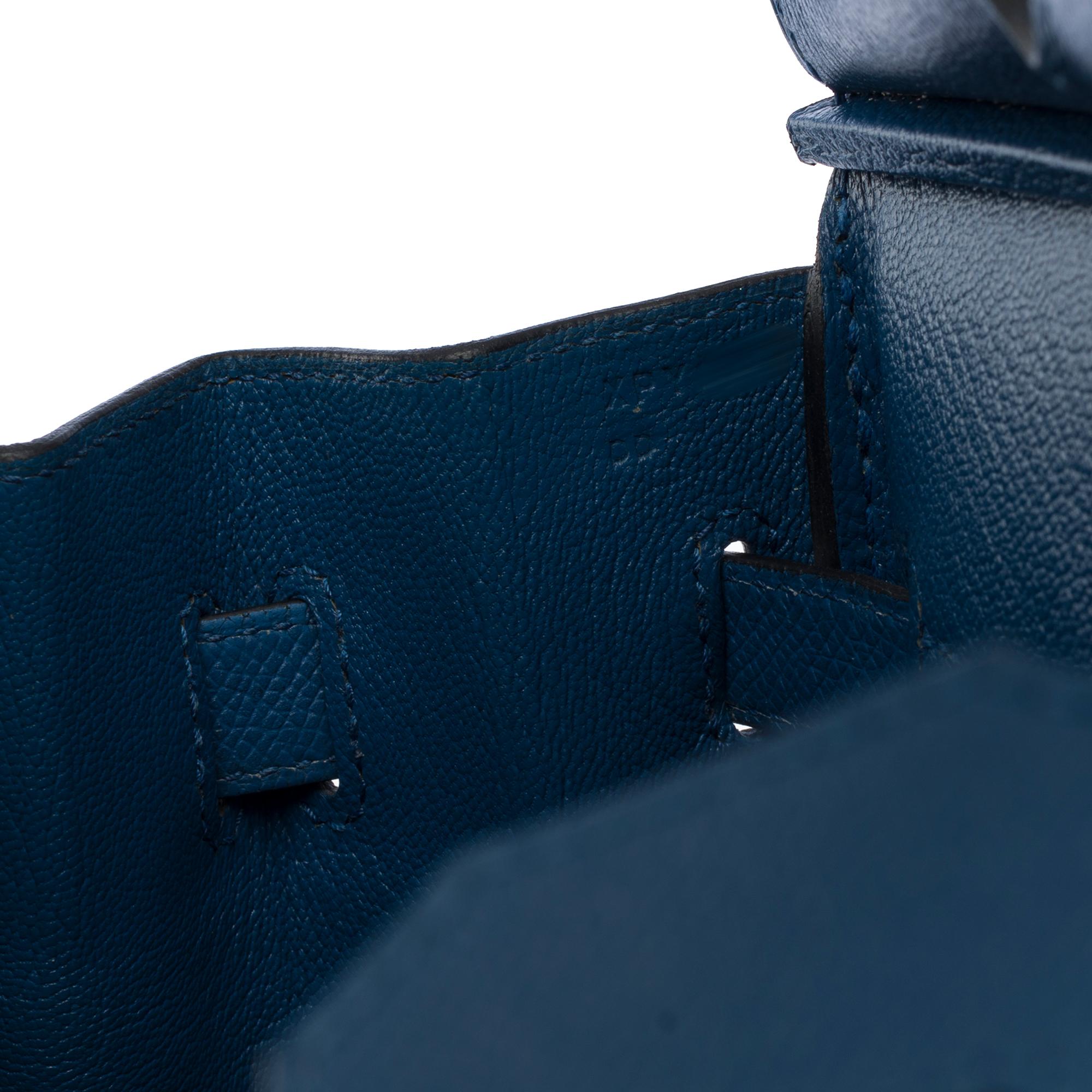 Stunning Hermès Birkin 30 handbag in Blue Brighton Epsom Calf leather, GHW For Sale 3