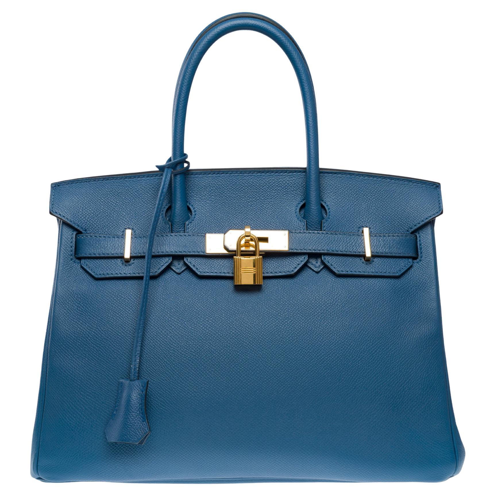 Stunning Hermès Birkin 30 handbag in Blue Brighton Epsom Calf leather, GHW