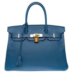 Stunning Hermès Birkin 30 handbag in Blue Brighton Epsom Calf leather, GHW
