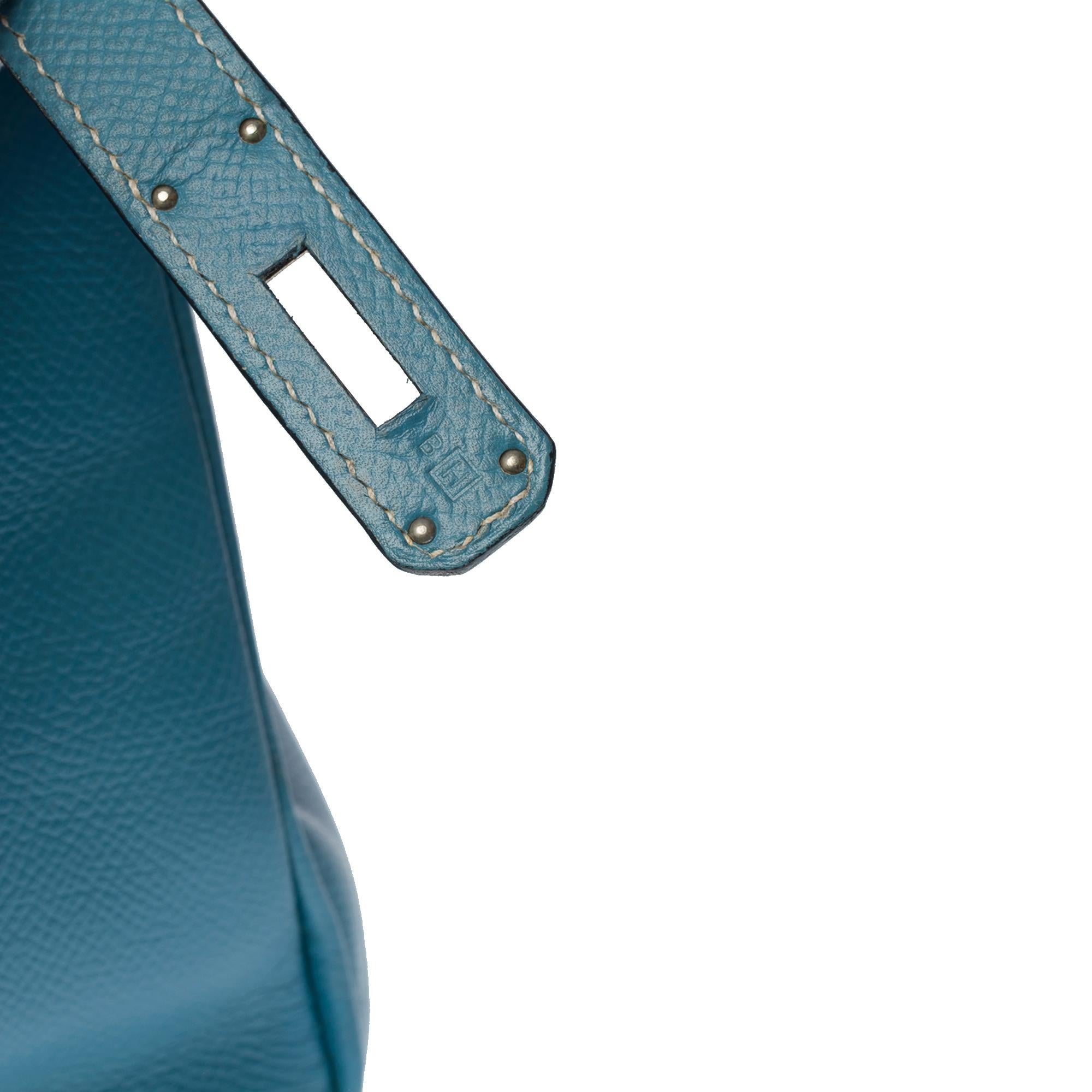 Superbe sac à main Hermès Birkin 30 en cuir Blue Jeans Epsom, SHW 3