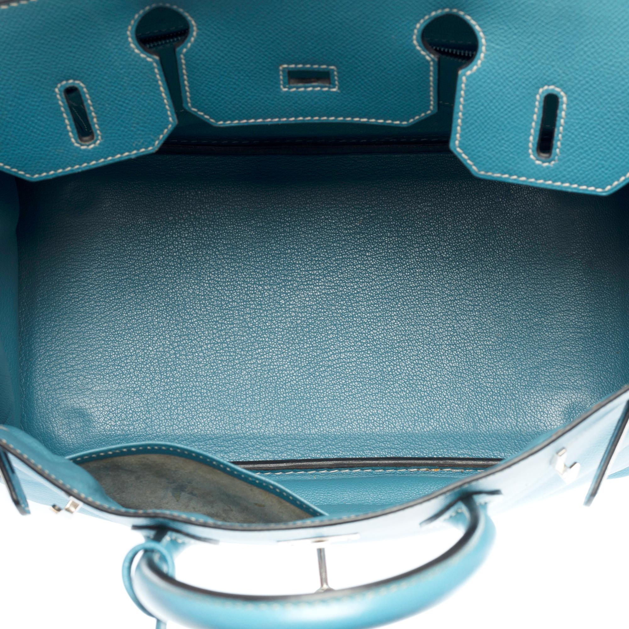 Stunning Hermès Birkin 30 handbag in Blue Jeans Epsom leather, SHW For Sale 3