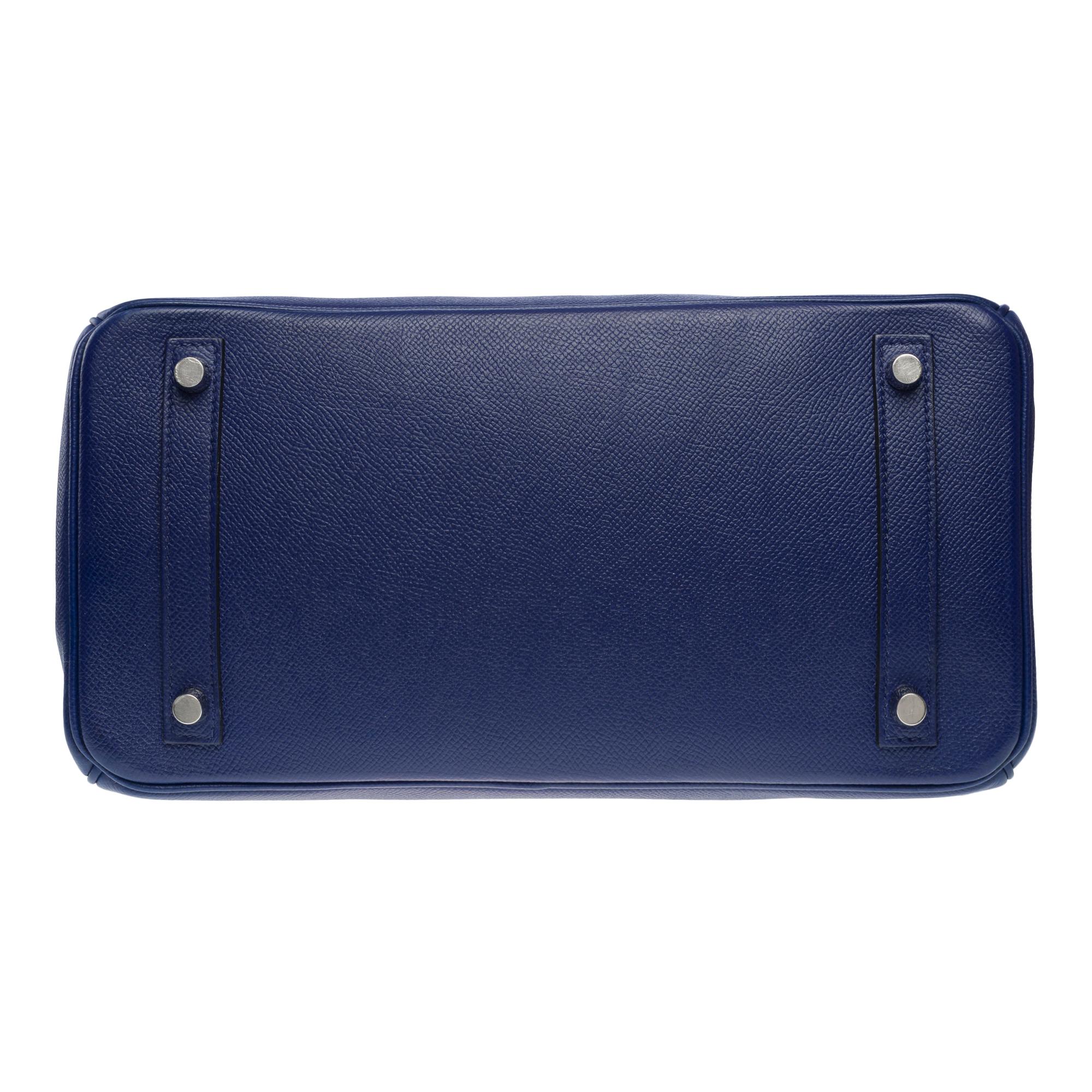 Stunning Hermes Birkin 30 handbag in Blue Sapphire Epsom leather, SHW For Sale 6