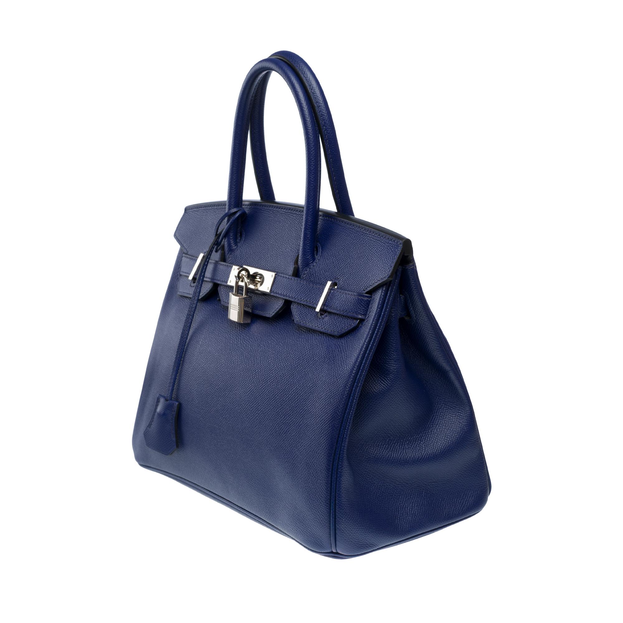 Women's Stunning Hermes Birkin 30 handbag in Blue Sapphire Epsom leather, SHW For Sale