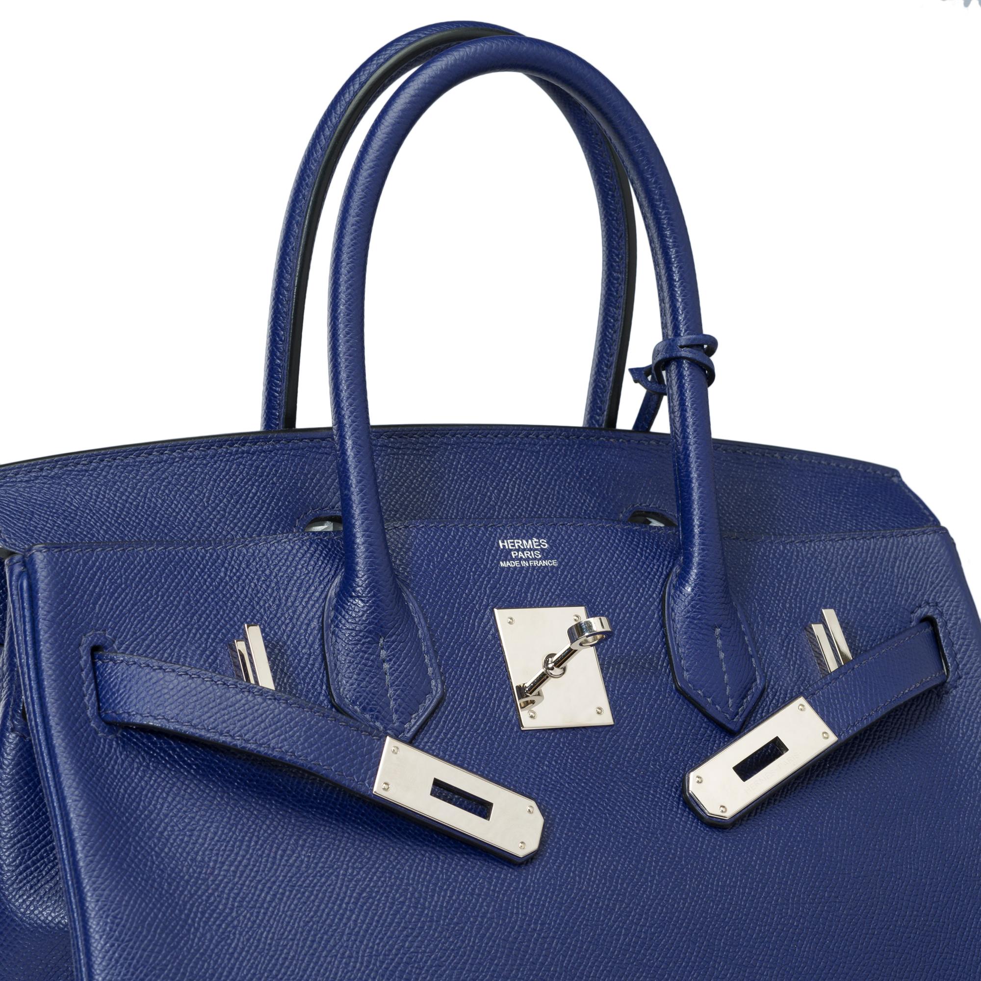 Stunning Hermes Birkin 30 handbag in Blue Sapphire Epsom leather, SHW For Sale 2