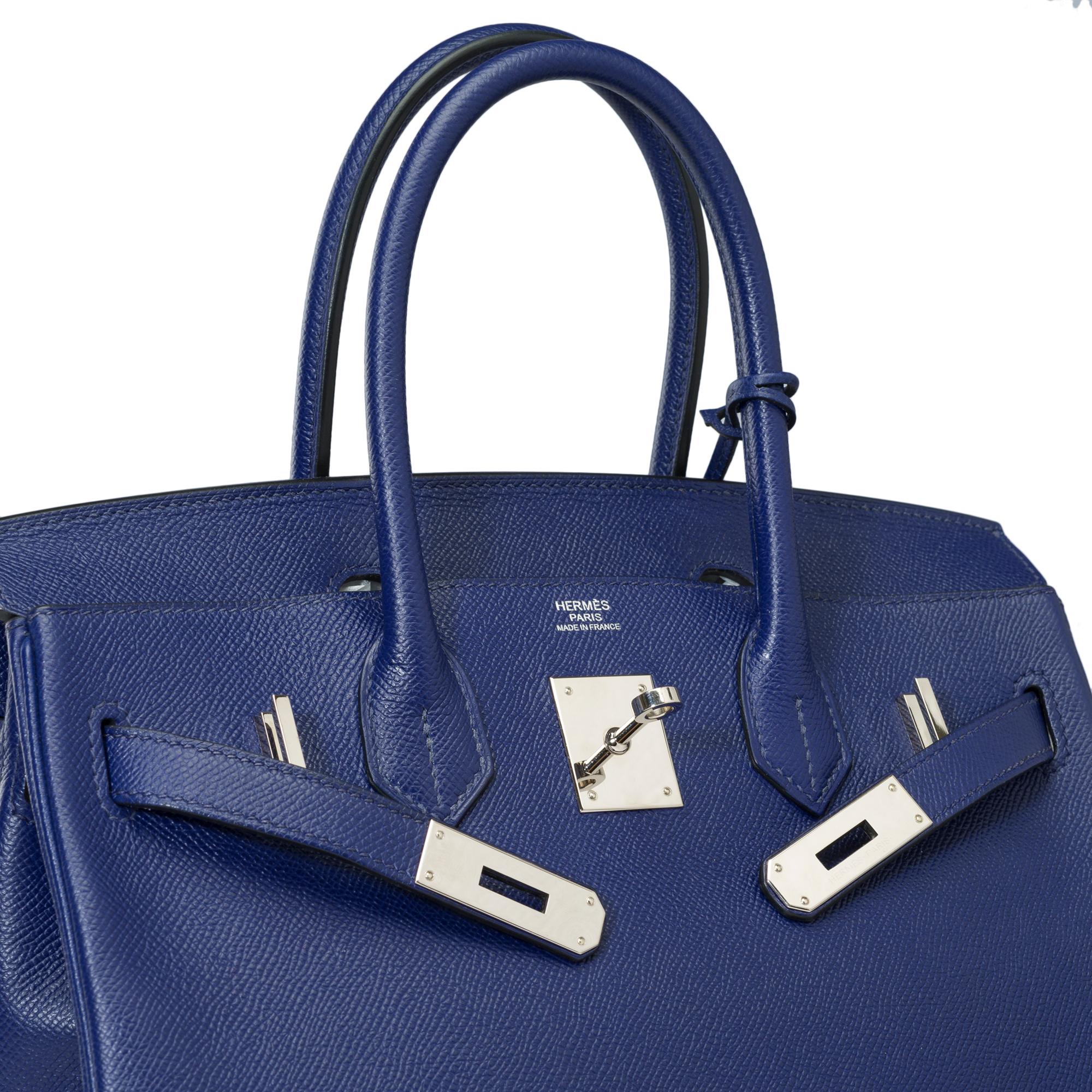 Stunning Hermes Birkin 30 handbag in Blue Sapphire Epsom leather, SHW 2