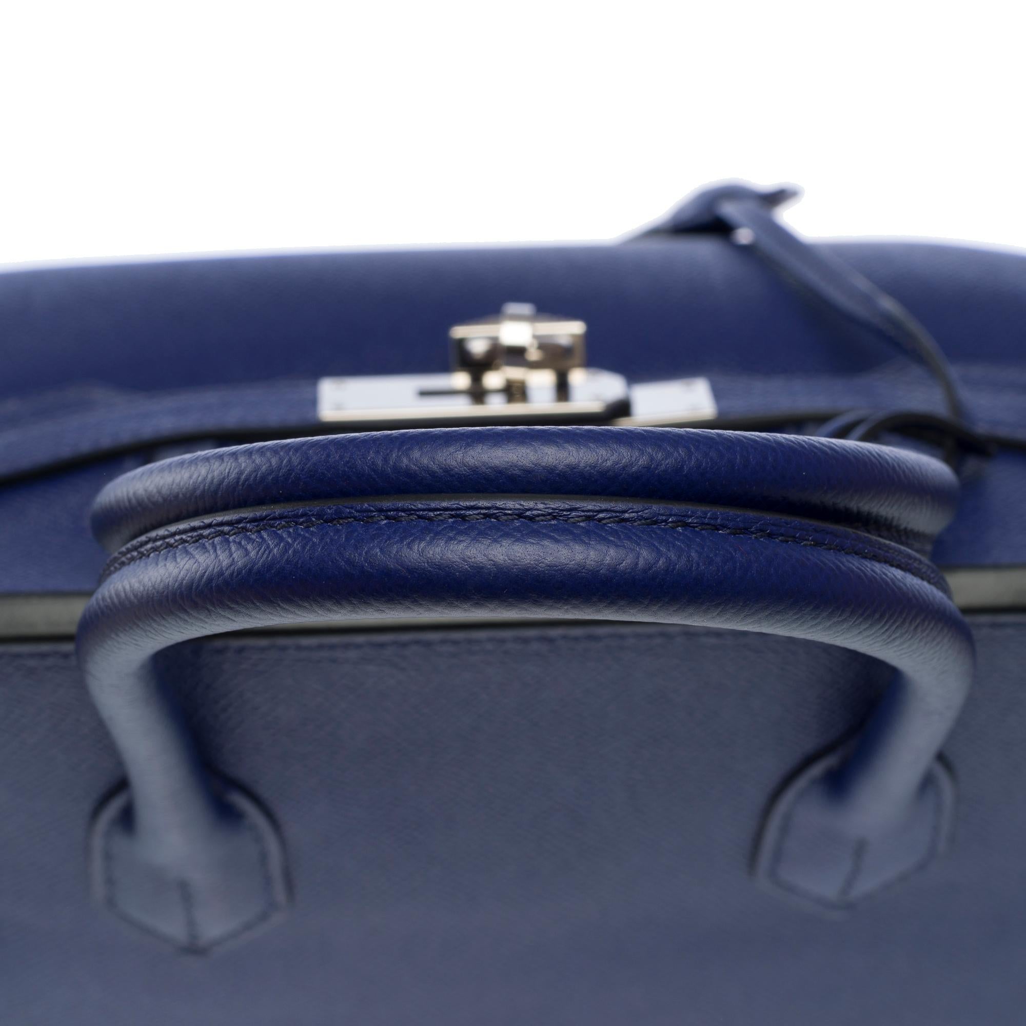 Stunning Hermes Birkin 30 handbag in Blue Sapphire Epsom leather, SHW For Sale 5