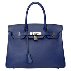 Stunning Hermes Birkin 30 handbag in Blue Sapphire Epsom leather, SHW