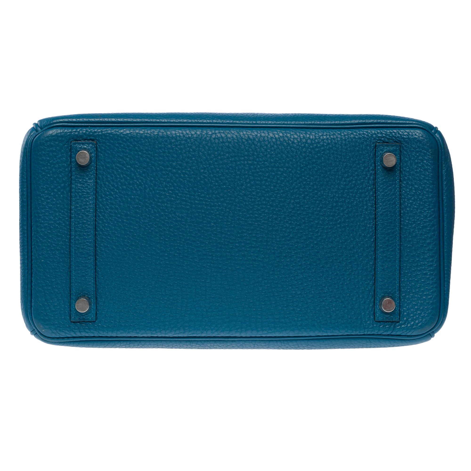 Stunning Hermes Birkin 30 handbag in Blue Togo leather, SHW For Sale 7