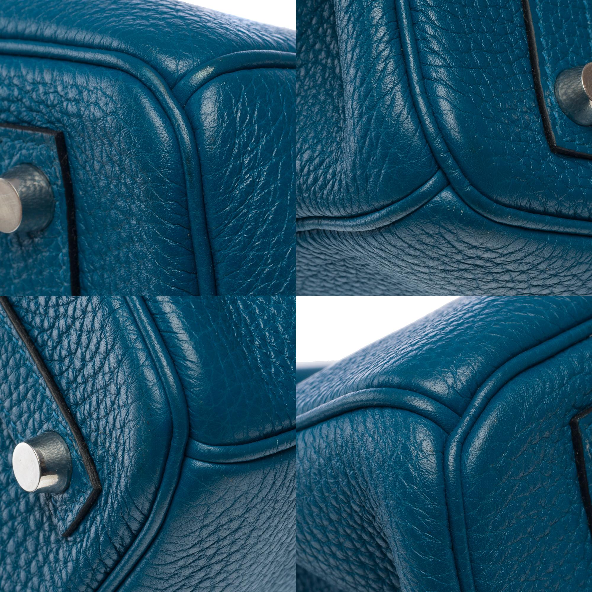 Superbe sac à main Hermès Birkin 30 en cuir bleu Togo, SHW en vente 8