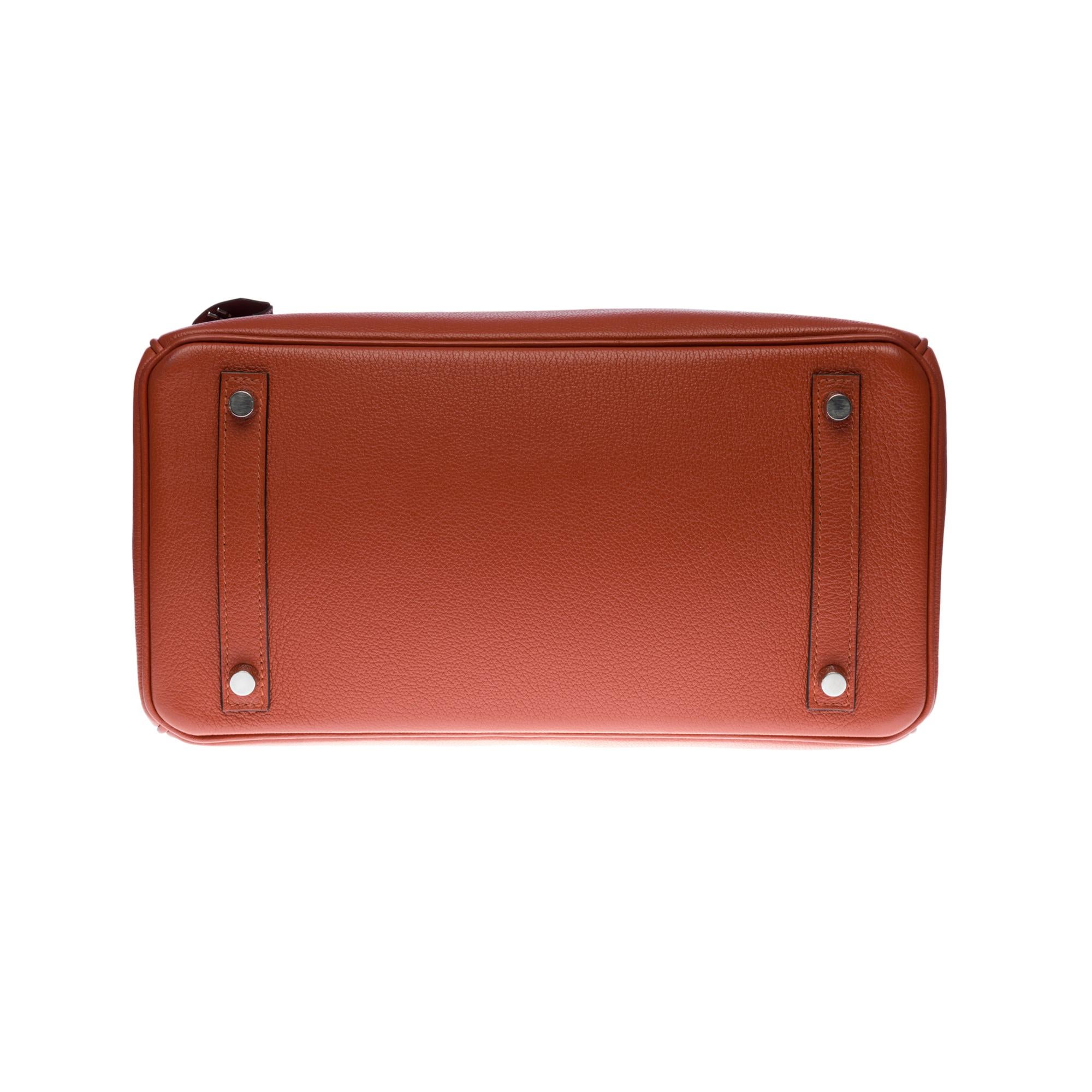 Stunning Hermès Birkin 30 handbag in Cuivre/Copper Mysore Goat leather, SHW 1