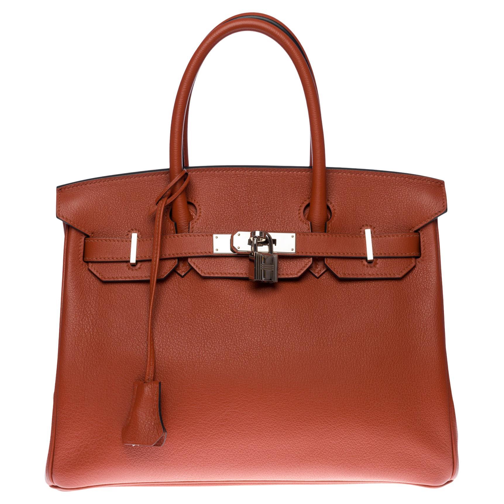 Stunning Hermès Birkin 30 handbag in Cuivre/Copper Mysore Goat leather, SHW