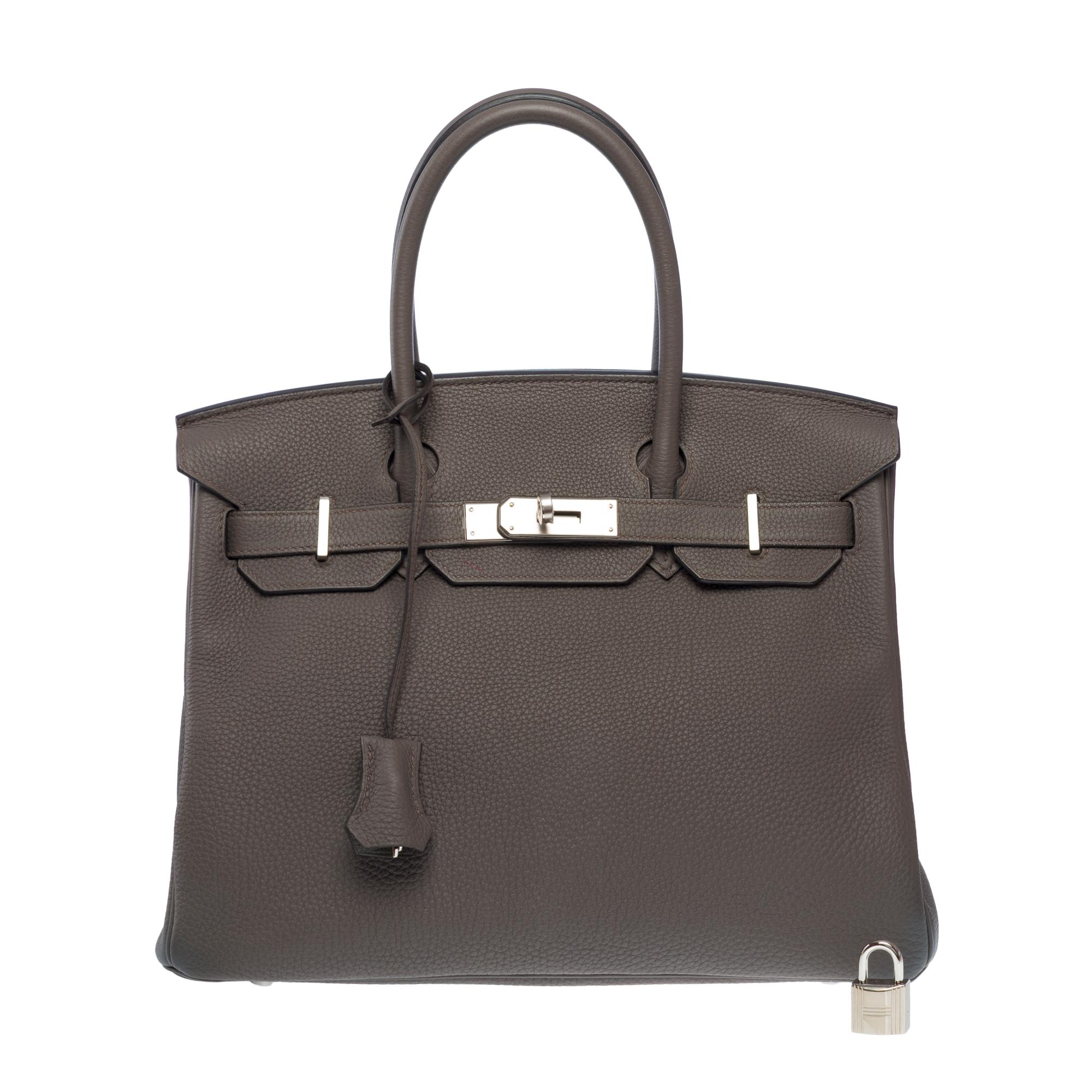 Orange Stunning Hermès Birkin 30 handbag in Etain Togo Calf leather, PHW
