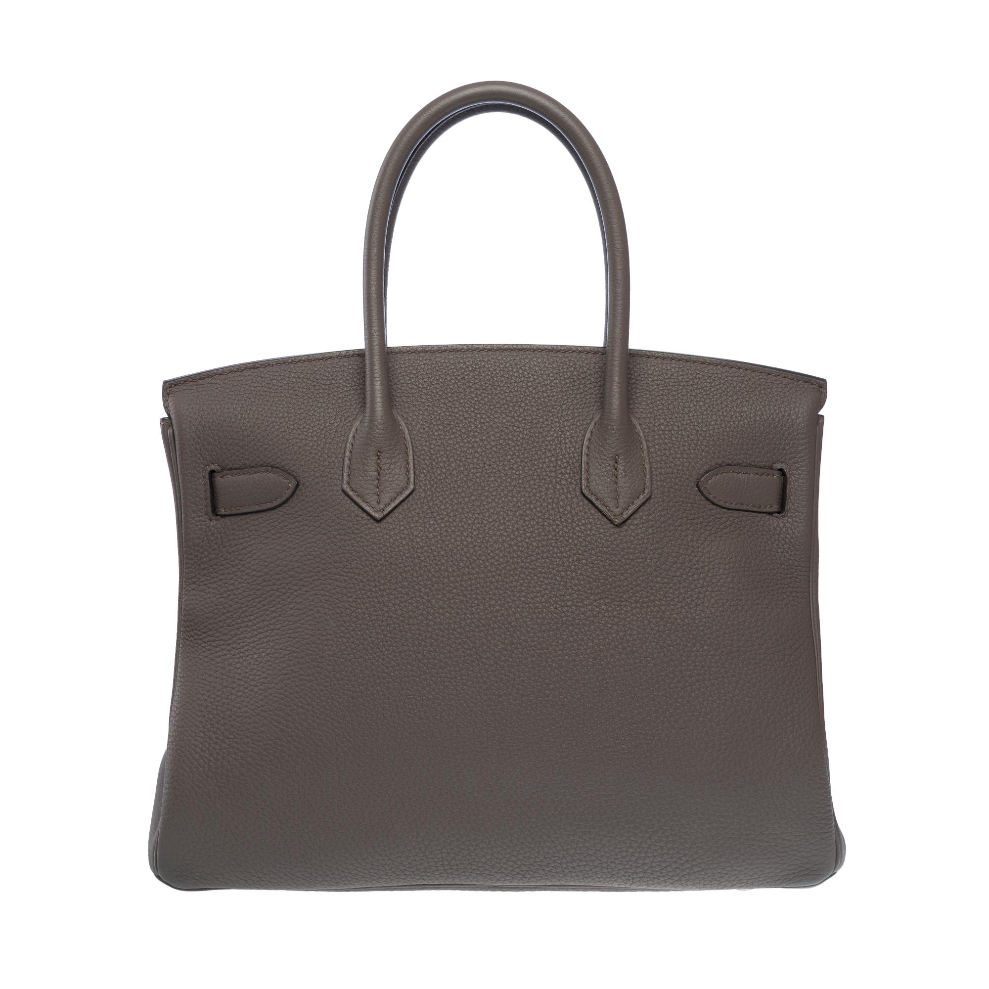 Stunning Hermès Birkin 30 handbag in Etain Togo Calf leather, PHW In Excellent Condition In Paris, IDF