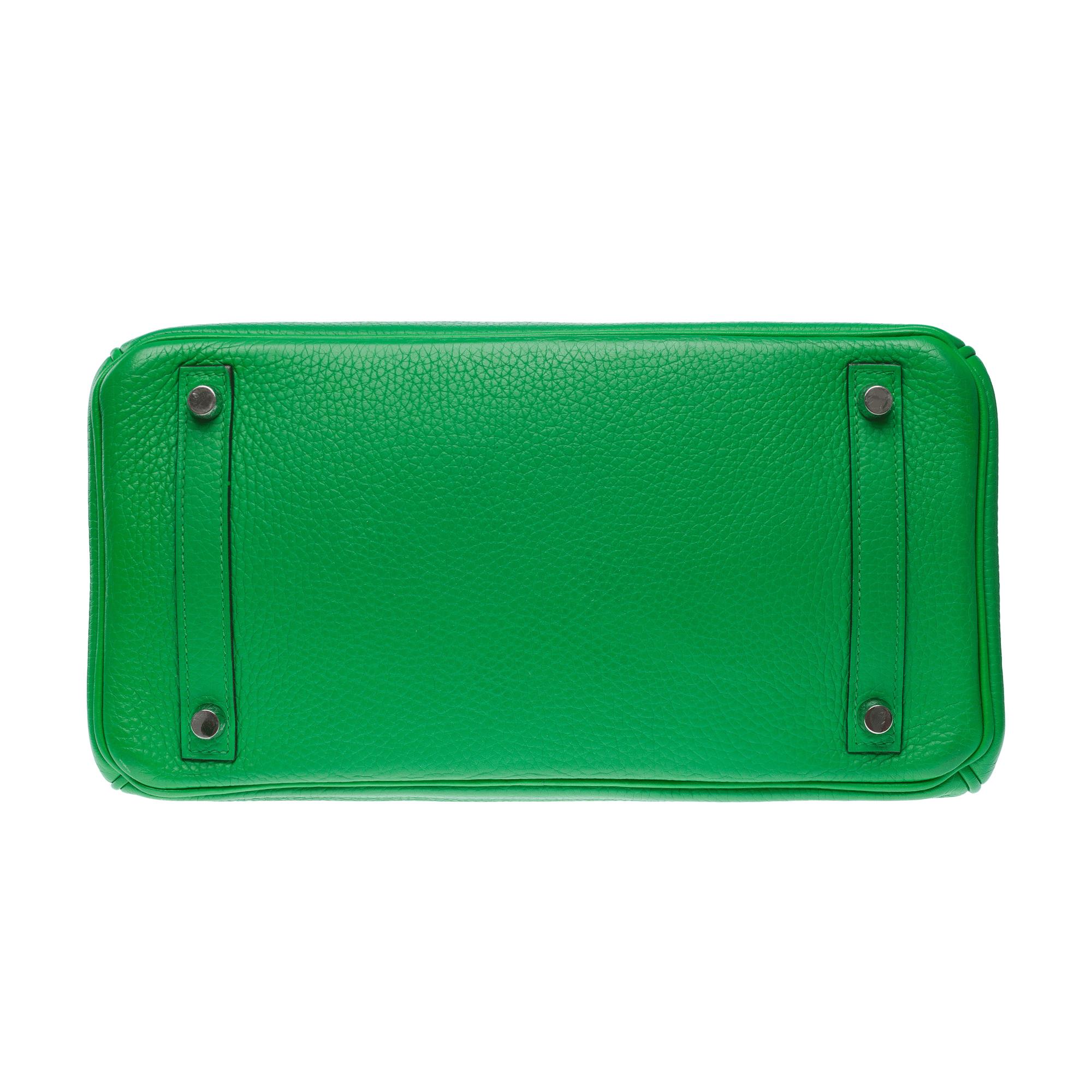 Hermes Birkin 30 handbag in Green Bamboo Taurillon Clemence leather, PHW For Sale 6