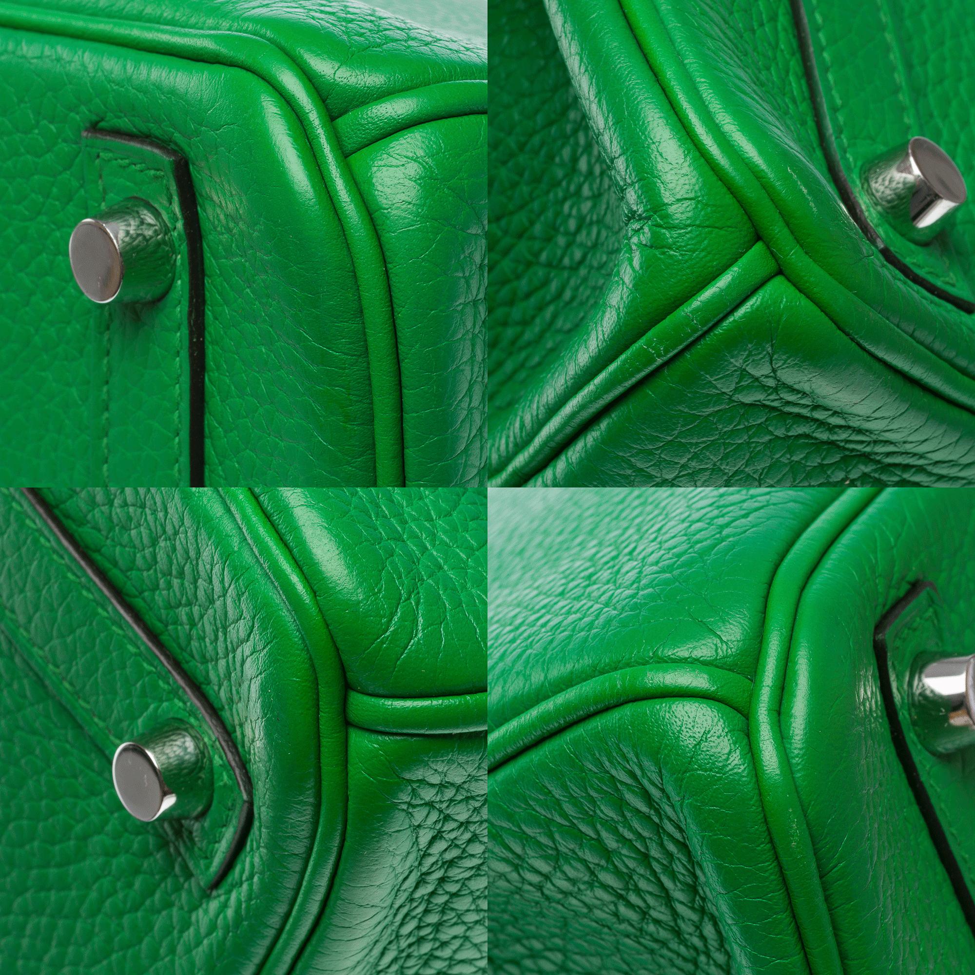 Hermes Birkin 30 handbag in Green Bamboo Taurillon Clemence leather, PHW For Sale 7