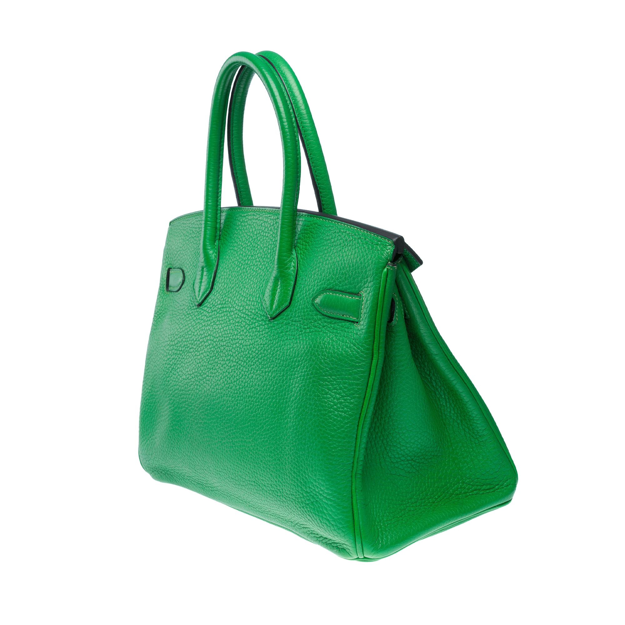 Hermes Birkin 30 handbag in Green Bamboo Taurillon Clemence leather, PHW For Sale 1