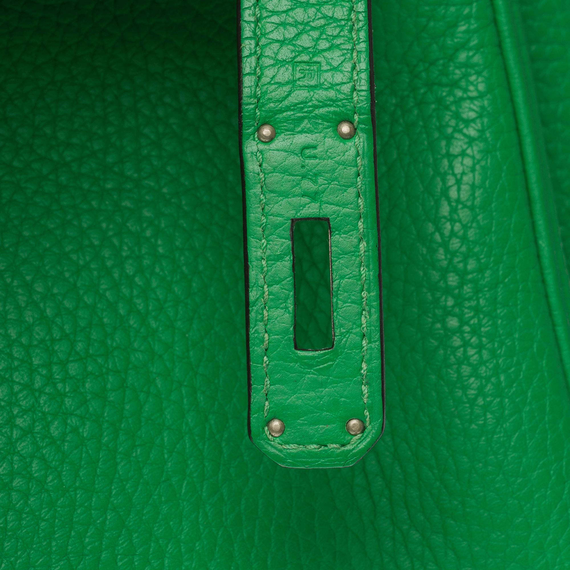 Hermes Birkin 30 handbag in Green Bamboo Taurillon Clemence leather, PHW For Sale 3