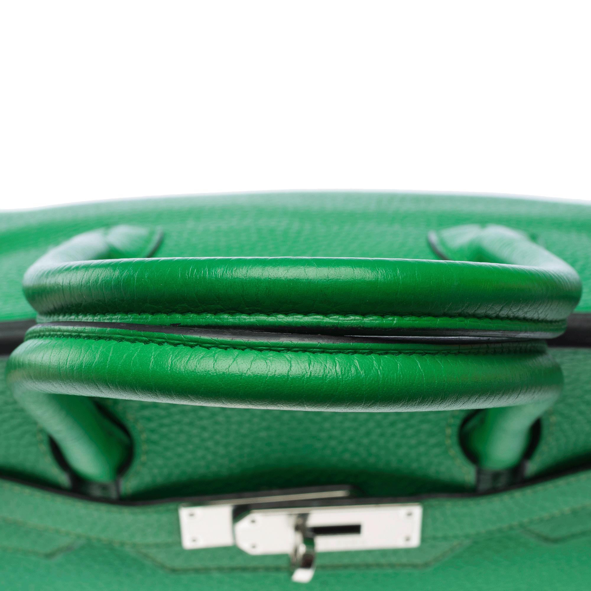 Hermes Birkin 30 handbag in Green Bamboo Taurillon Clemence leather, PHW For Sale 5