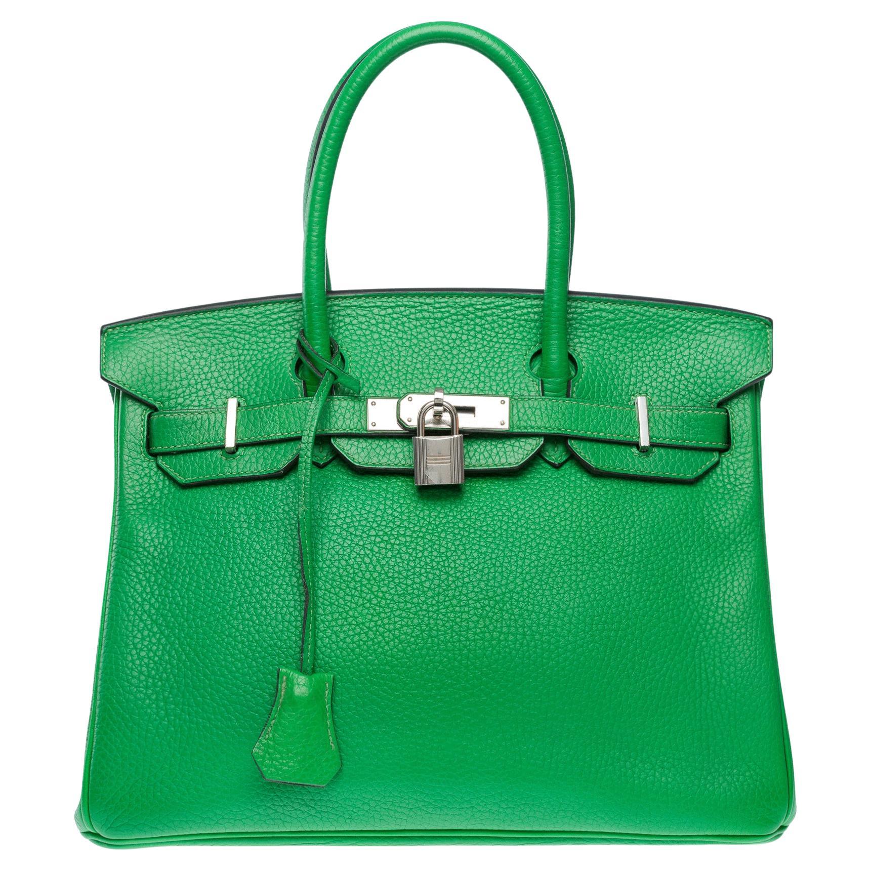 Hermes Birkin 30 handbag in Green Bamboo Taurillon Clemence leather, PHW