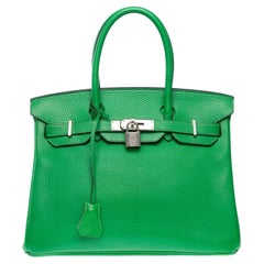 Hermes Birkin 30 handbag in Green Bamboo Taurillon Clemence leather, PHW