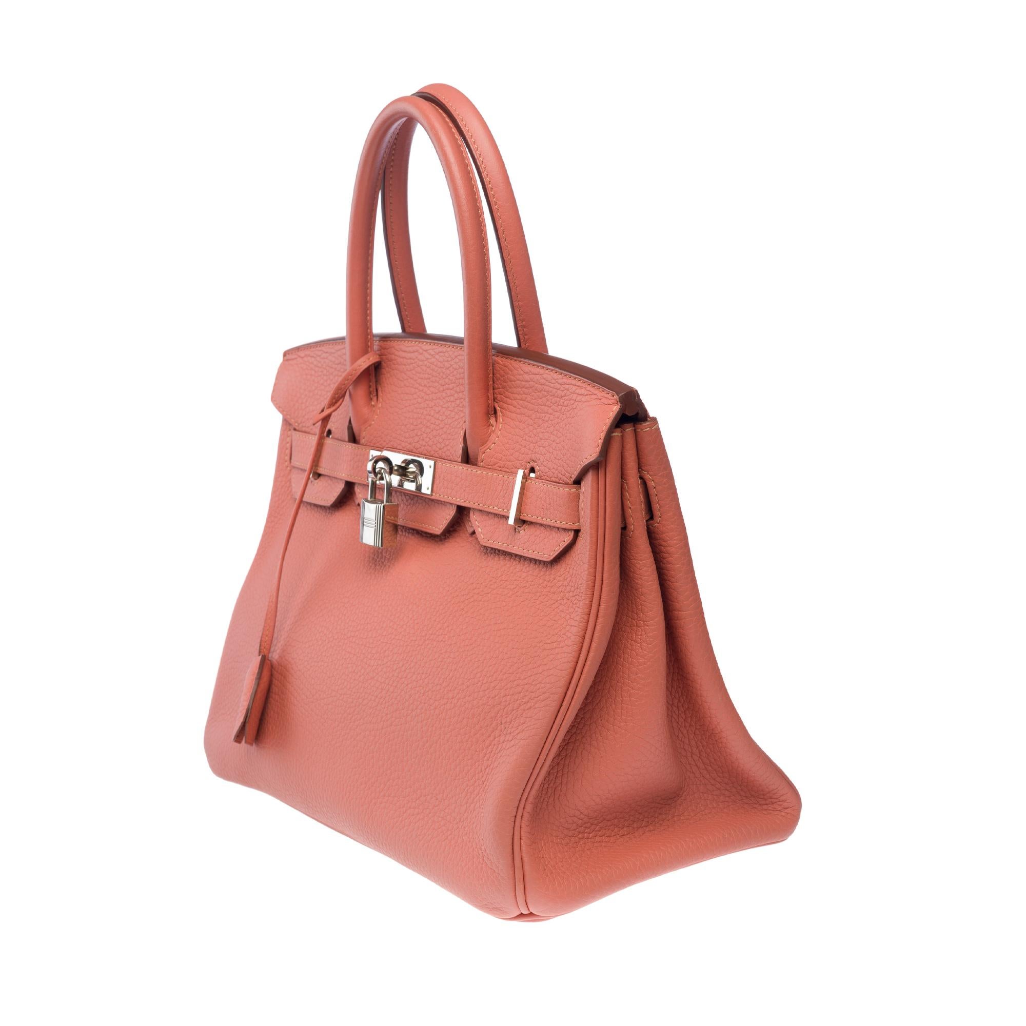 Superbe sac à main Hermès Birkin 30 en cuir Togo Rose Tea, SHW Pour femmes en vente