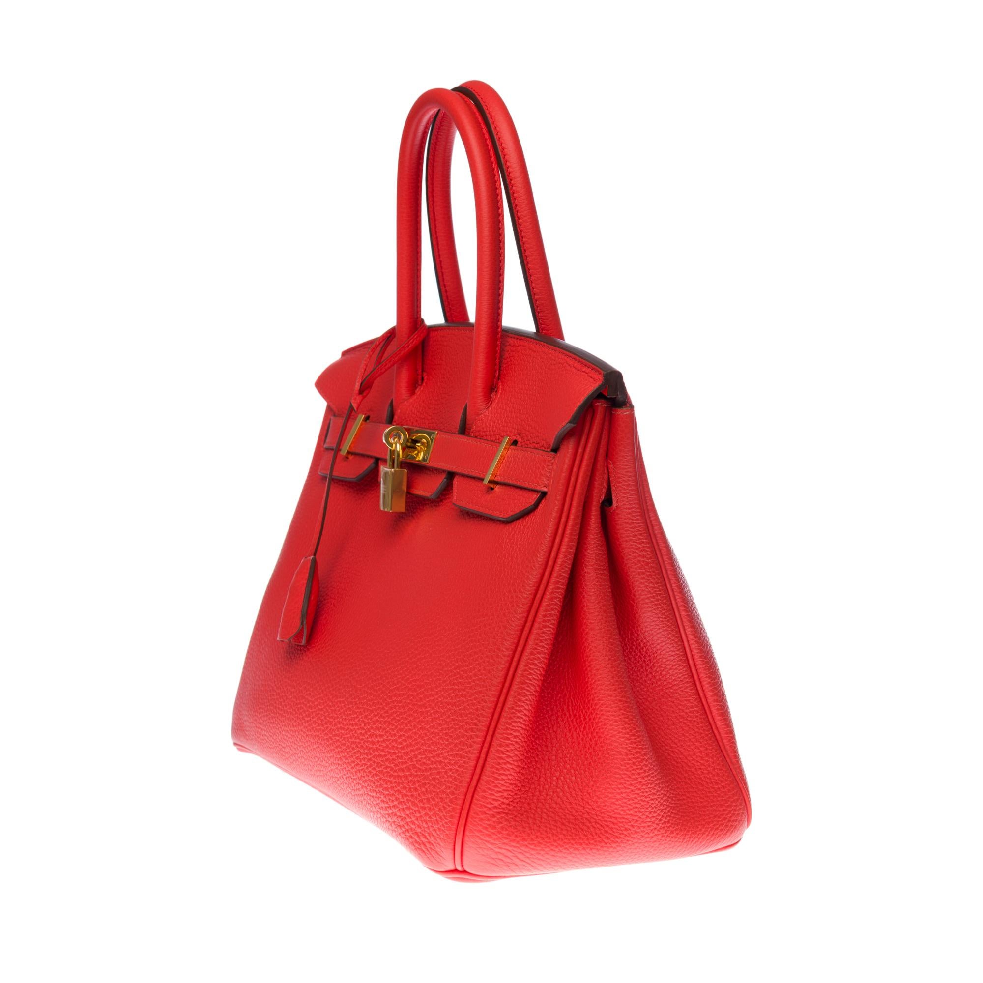 Red Stunning Hermès Birkin 30 handbag in Rouge Capucine Togo leather, GHW