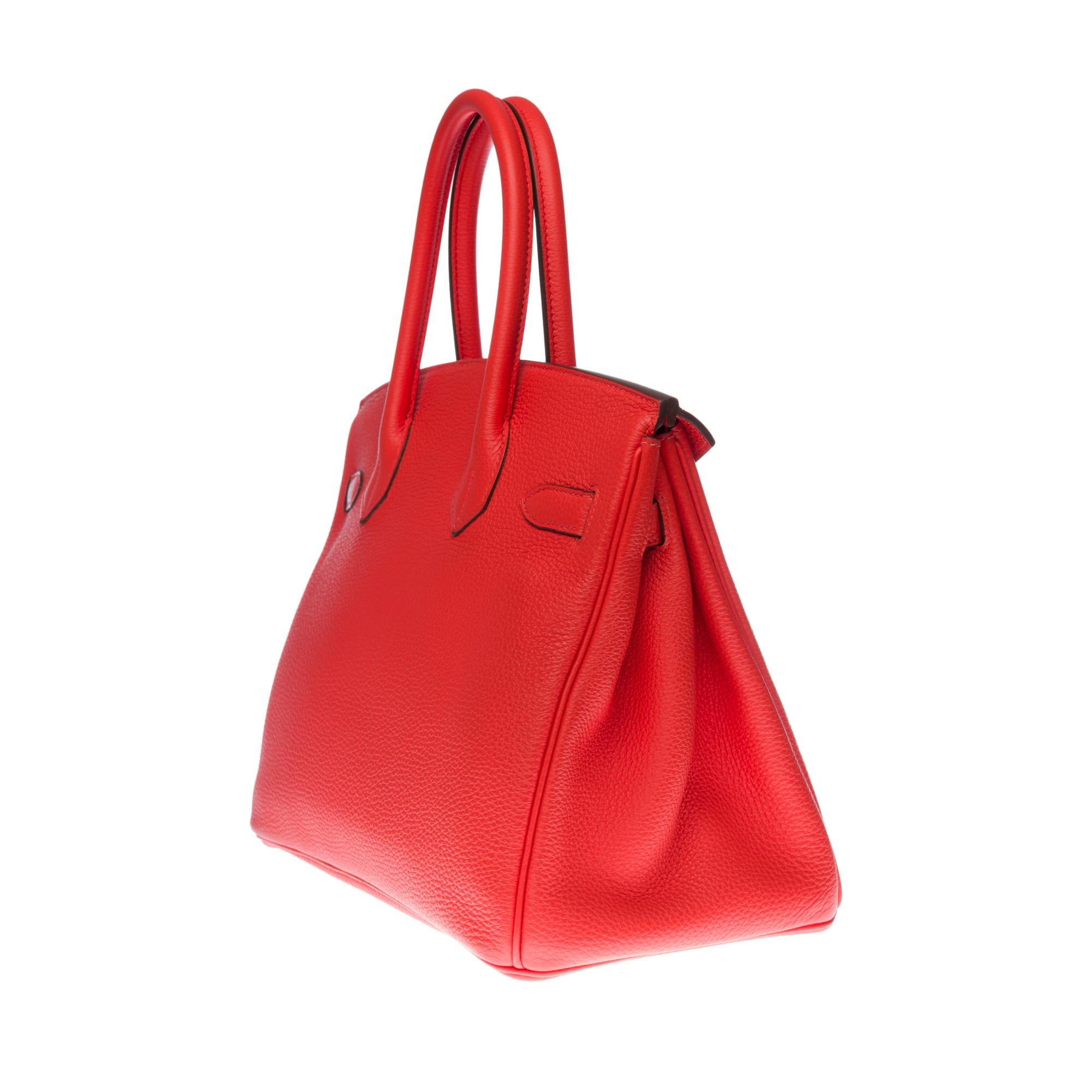 Stunning Hermès Birkin 30 handbag in Rouge Capucine Togo leather, GHW In Excellent Condition In Paris, IDF