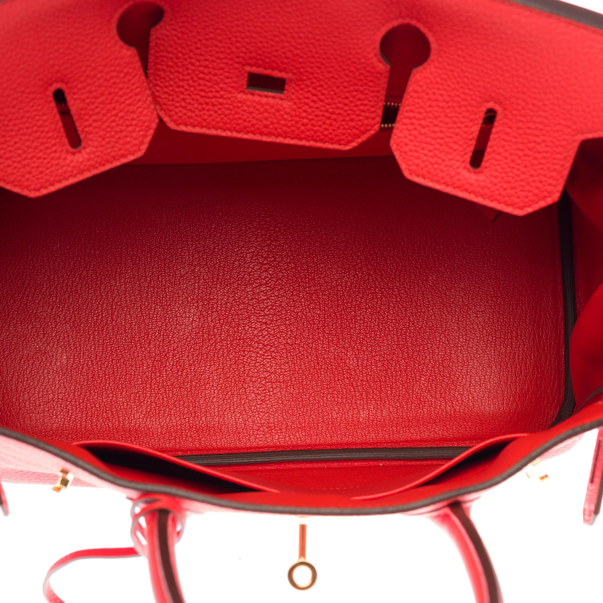 Stunning Hermès Birkin 30 handbag in Rouge Capucine Togo leather, GHW 2