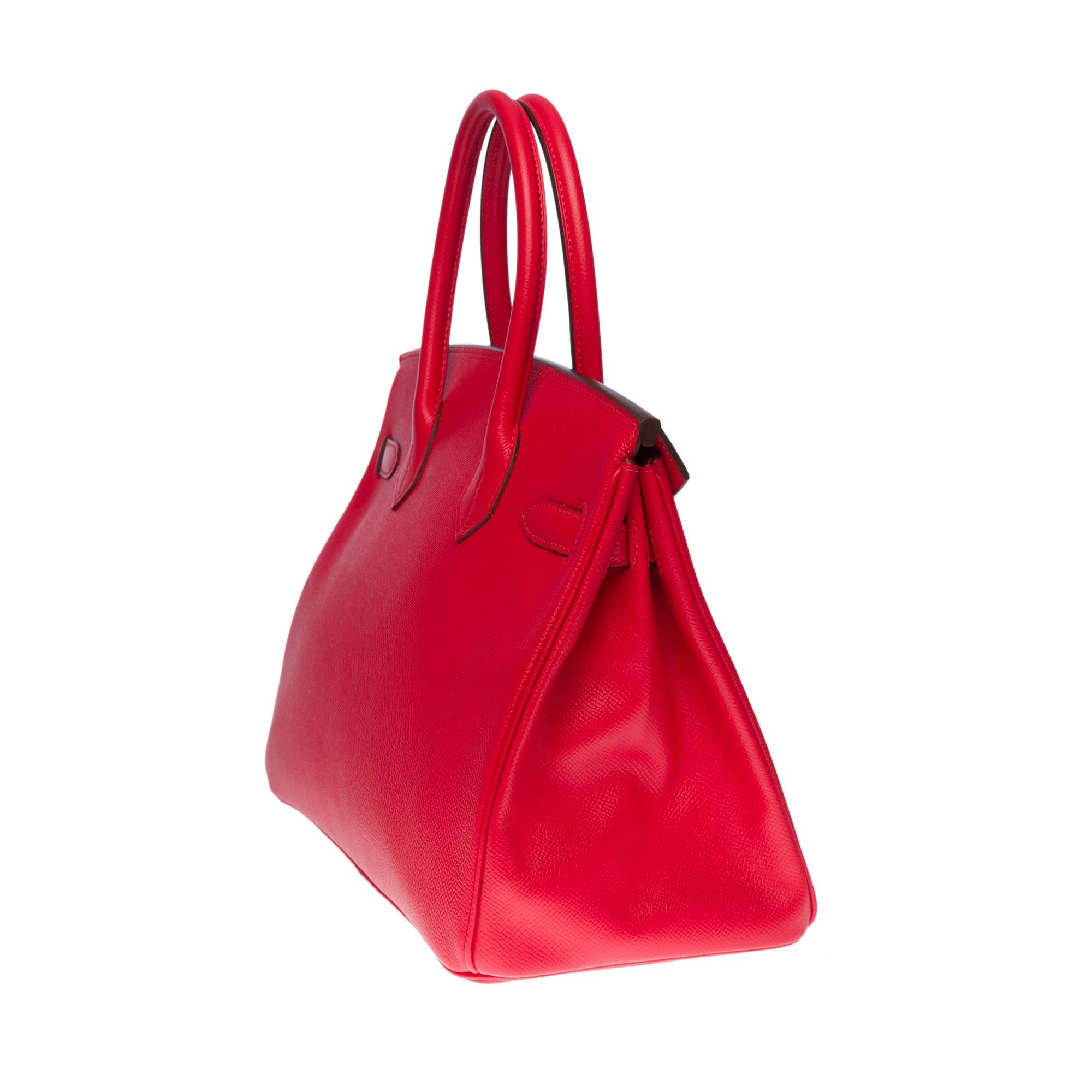 Superbe sac à main Hermès Birkin 30 en cuir Rouge de Coeur Epsom, GHW Pour femmes en vente