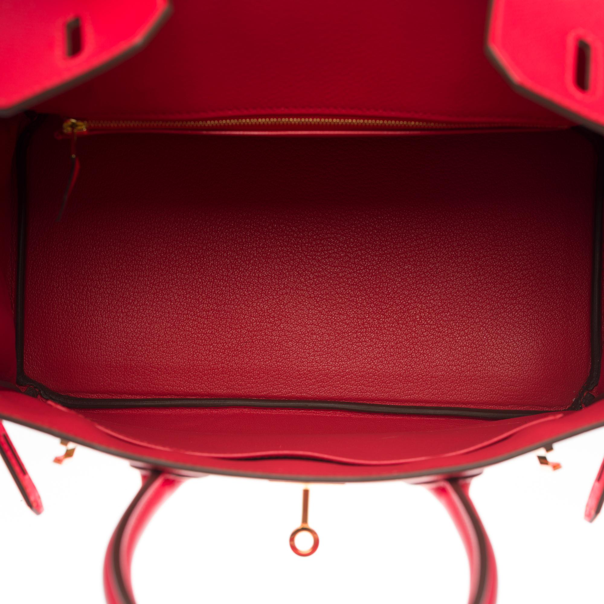 Superbe sac à main Hermès Birkin 30 en cuir Rouge de Coeur Epsom, GHW en vente 3
