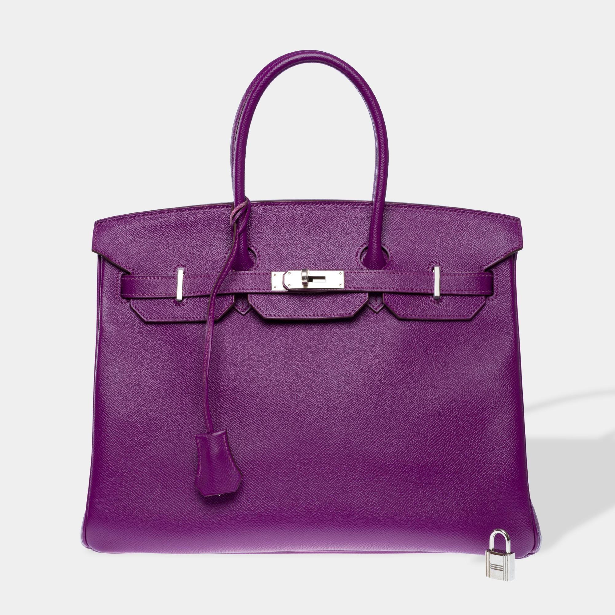 Purple Stunning Hermès Birkin 35 handbag in Anemone Epsom Calf leather, PHW For Sale