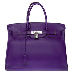 Stunning Hermès Birkin 35 handbag in Anemone purple epsom leather, SHW