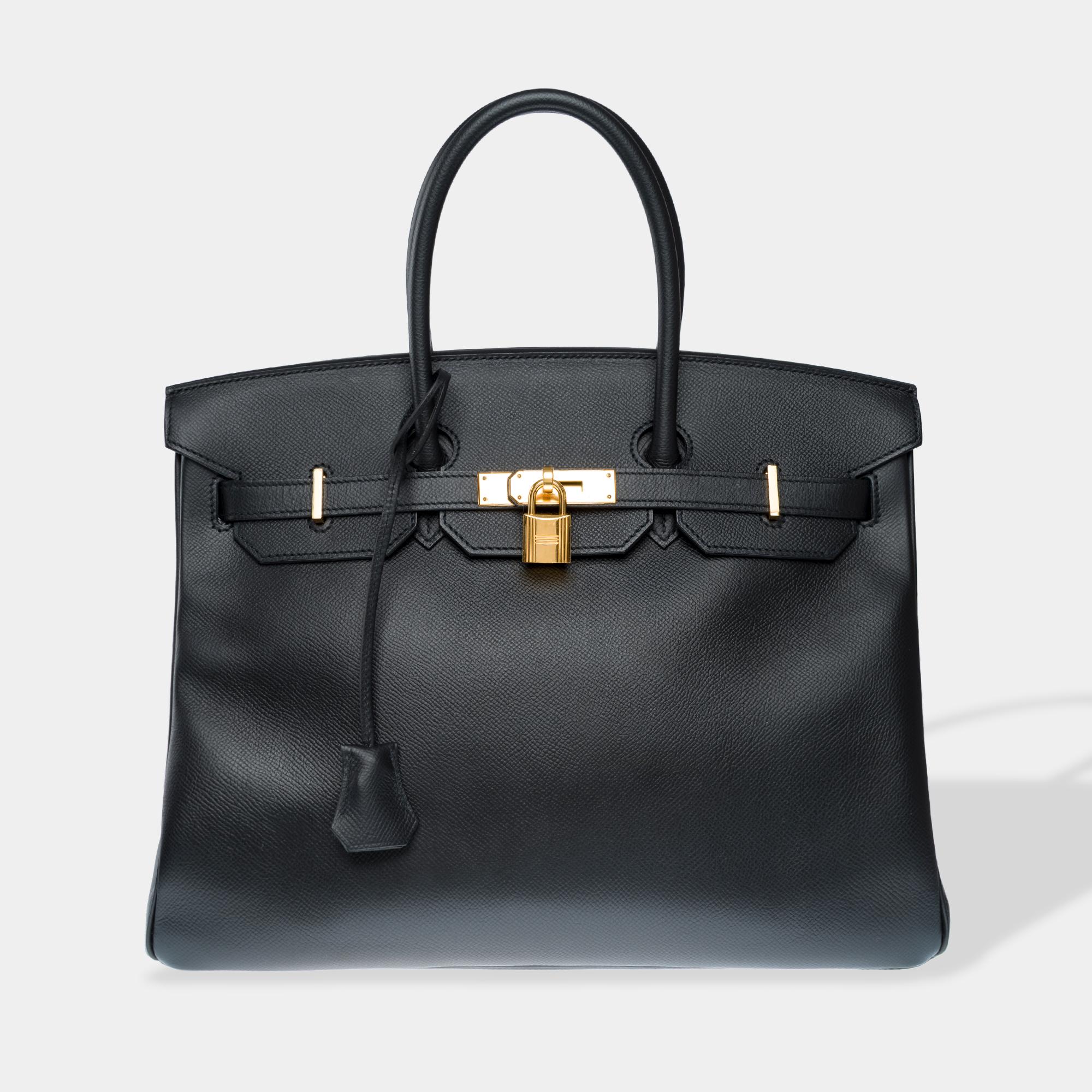 Stunning Hermès Birkin 35 handbag in Black Epsom Calf leather, GHW In Excellent Condition For Sale In Paris, IDF