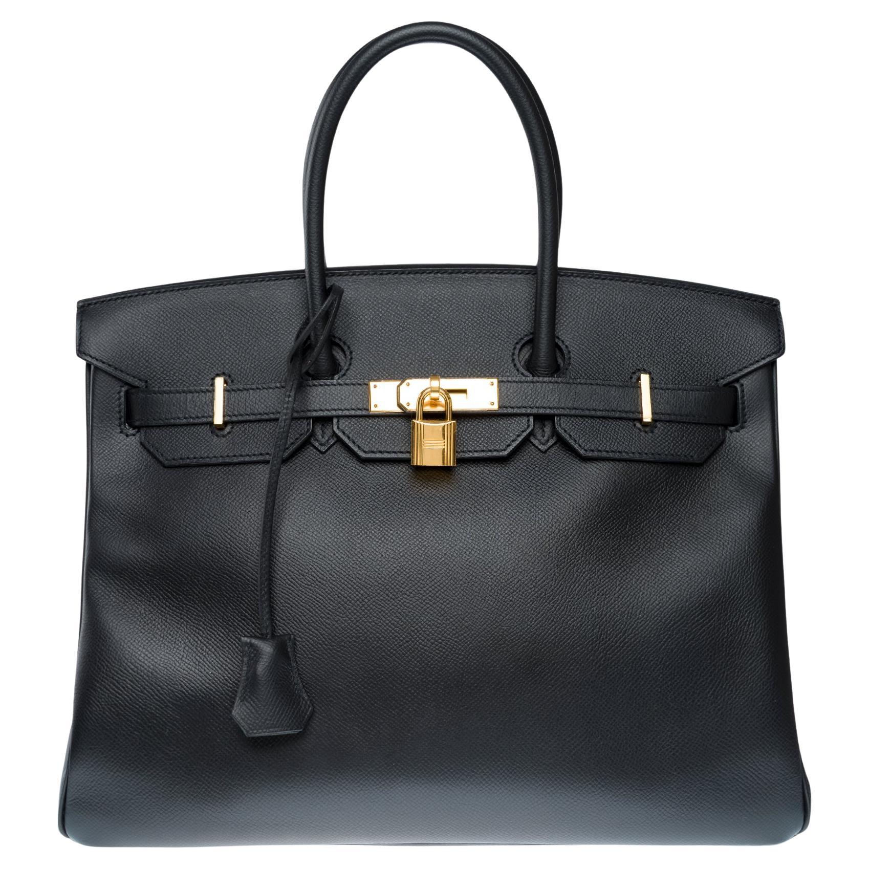 Stunning Hermès Birkin 35 handbag in Black Epsom Calf leather, GHW For Sale